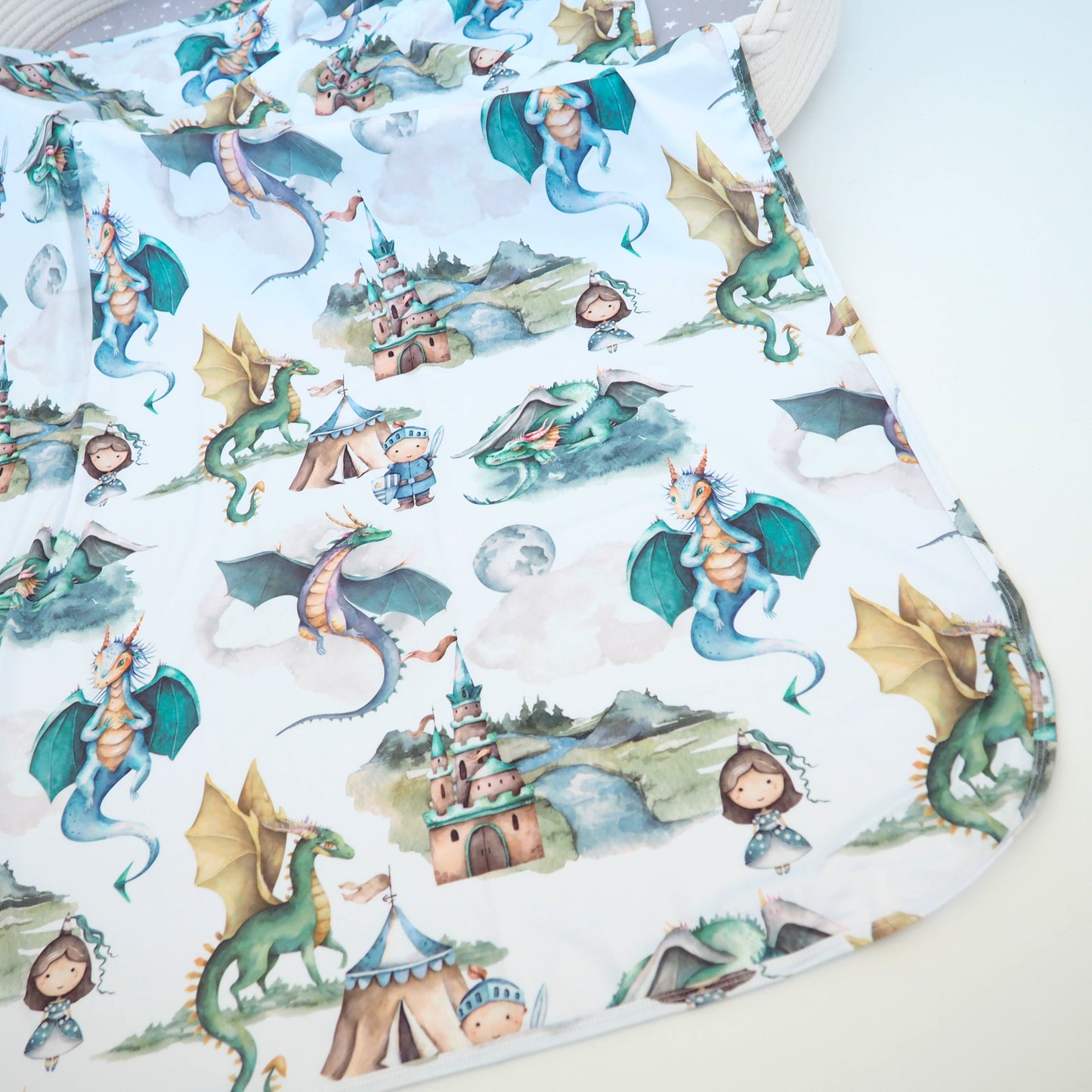Buttery Soft Stretchy Swaddle Blanket Dragons And Knights Honey Lemonade