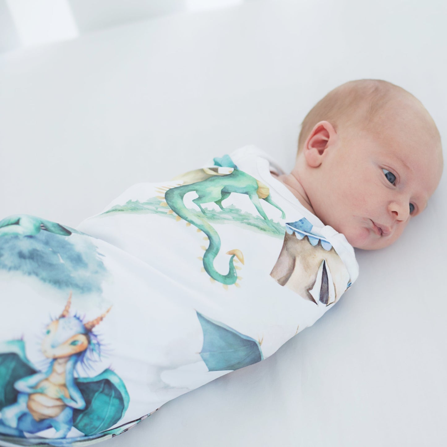 Buttery Soft Stretchy Swaddle Blanket Dragons And Knights Honey Lemonade