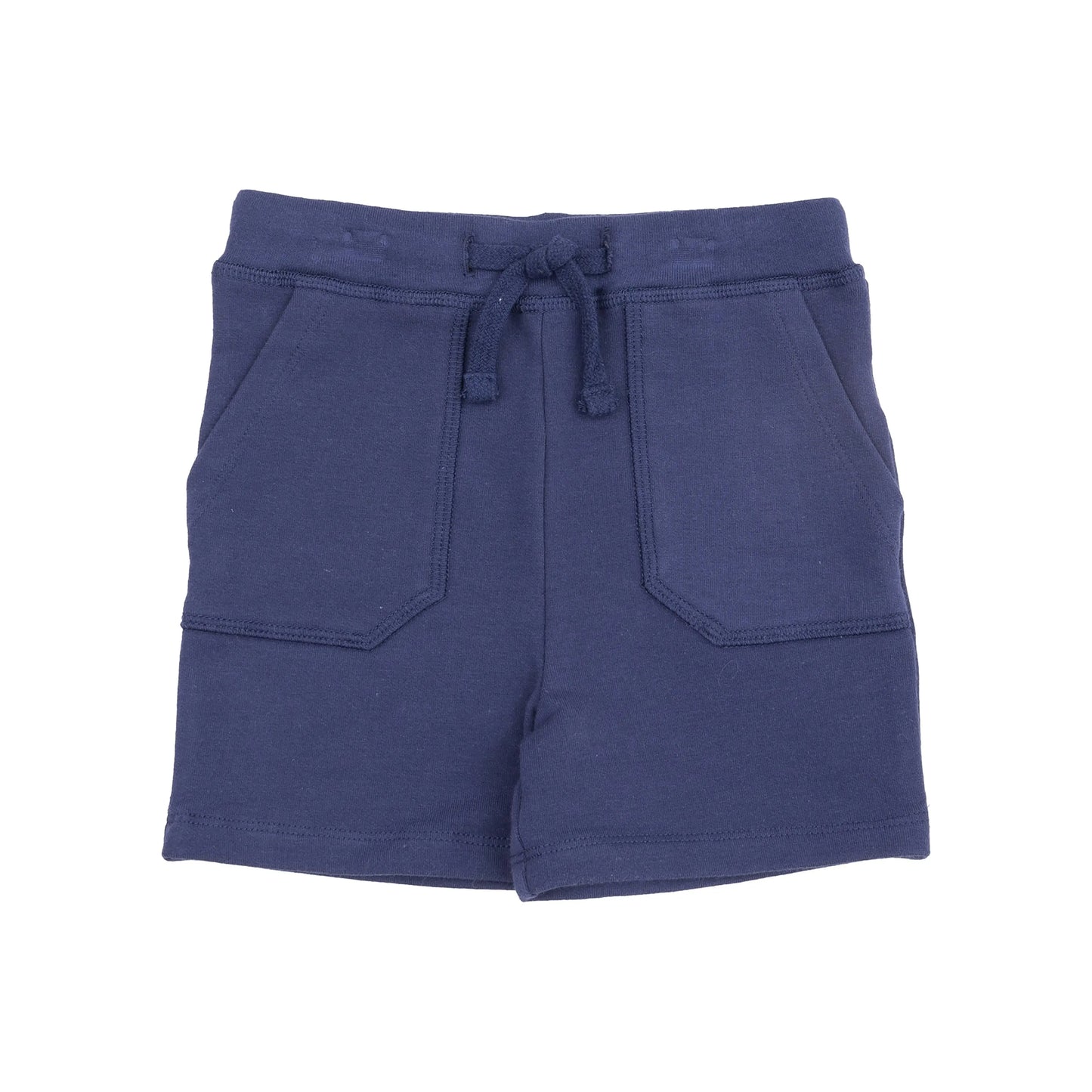 Button Down Muslin Polo and French Terry Short Set Navy Gingham Angel Dear