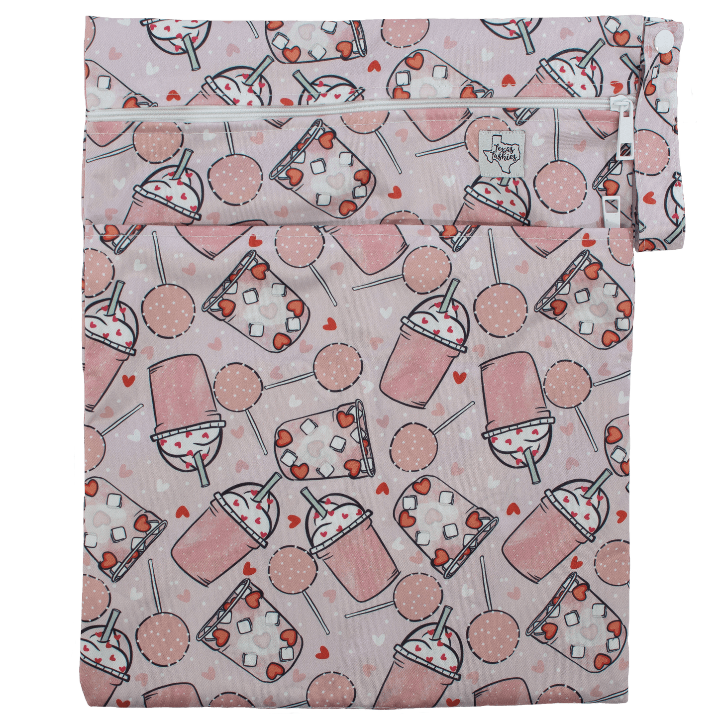 Cake Pop Wet Bag Double Zipper Water Resistant 12 by 16 Inches Durable KAM Snaps Fits 6 to 8 Cloth Diapers Texas Tushies