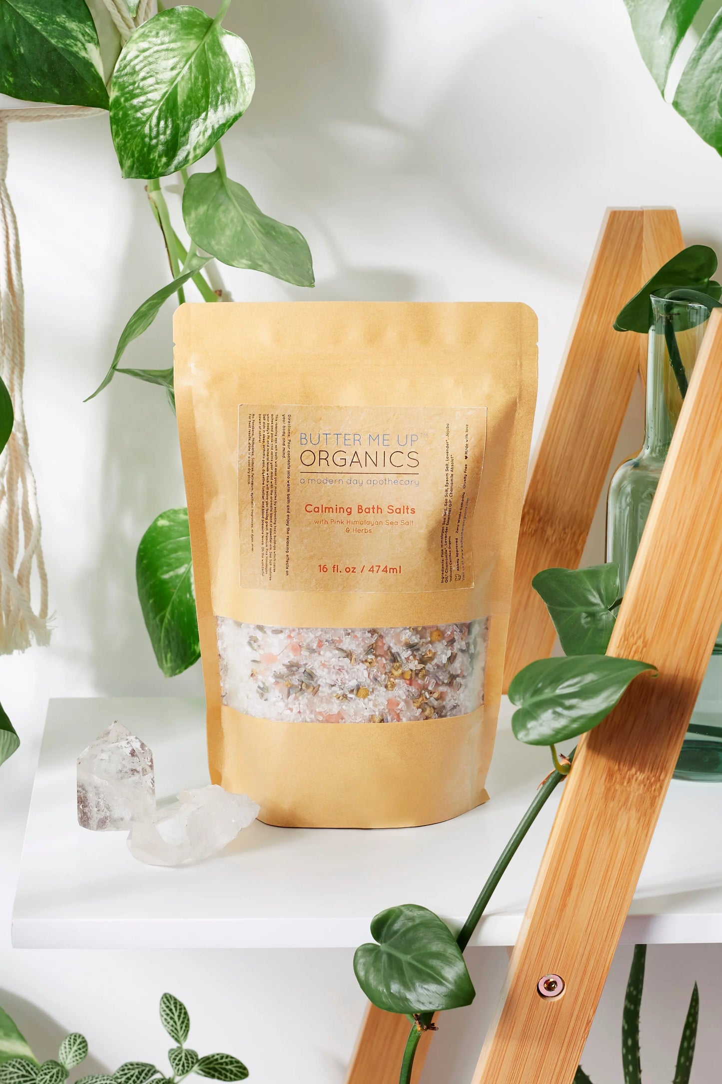 Calming Bath Salts Detox Relaxation Lavender Chamomile Essential Oils Organic Herbs Herbal Bath Salts for Stress Relief Butter Me Up Organics