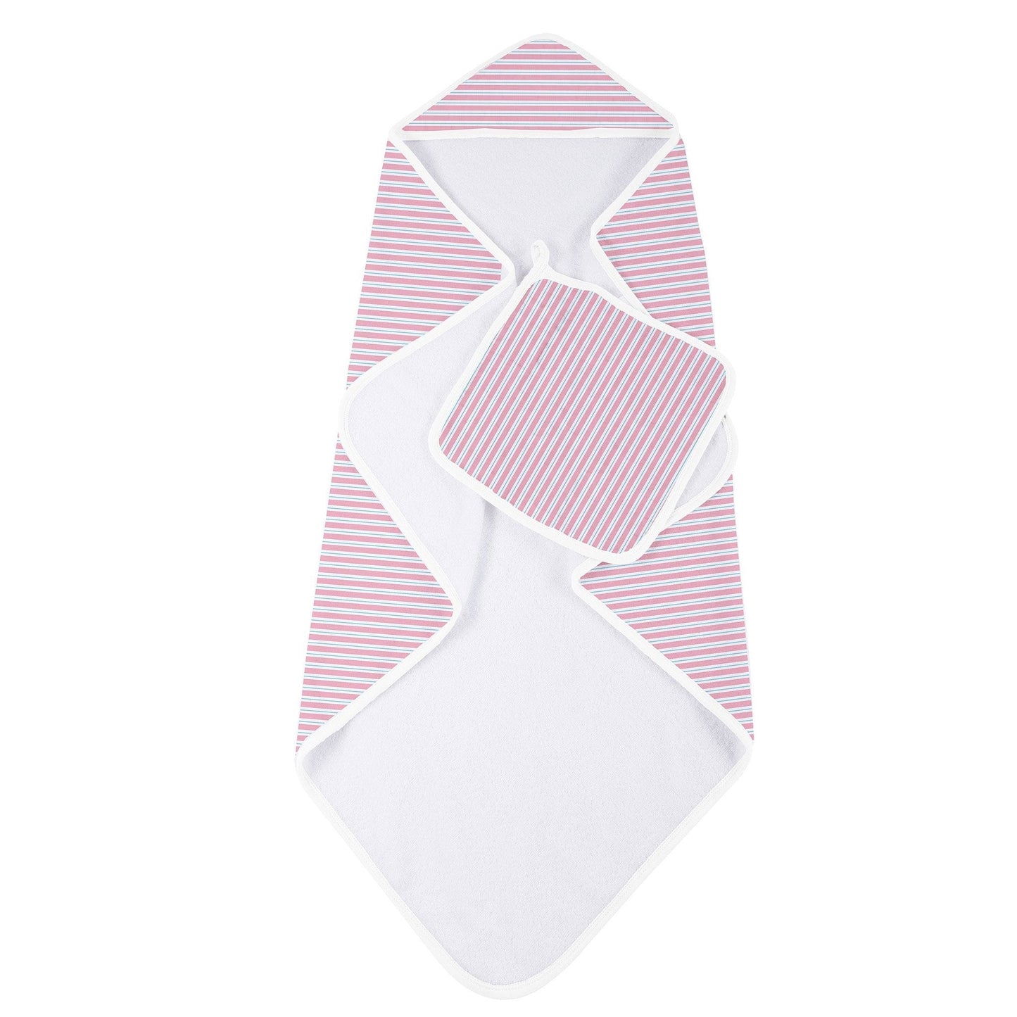 Candy Stripe Bamboo Hooded Towel and Washcloth Set for Kids Newcastle Classics