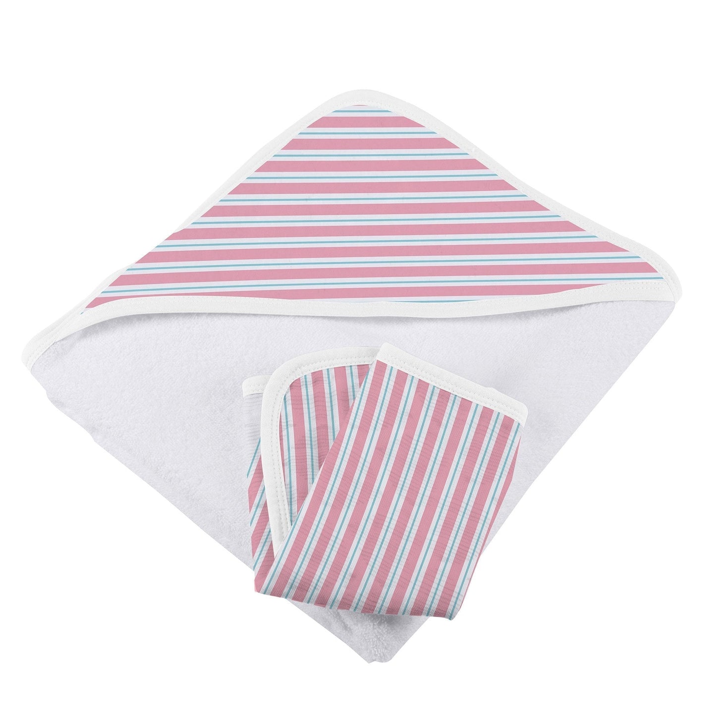 Candy Stripe Bamboo Hooded Towel and Washcloth Set for Kids Newcastle Classics