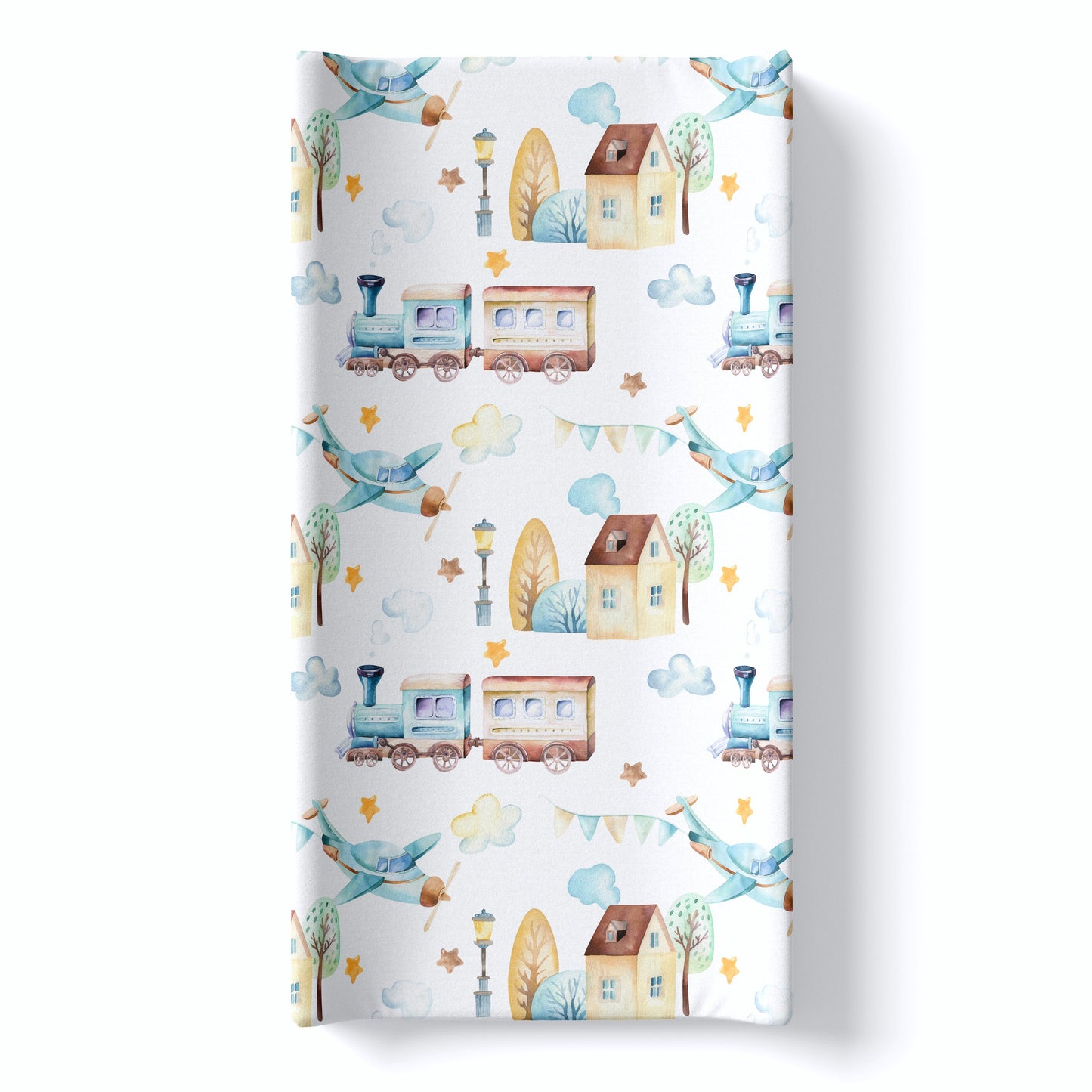 Changing Pad Cover Airplane Train Design Soft Fabric Nursery Decor Honey Lemonade