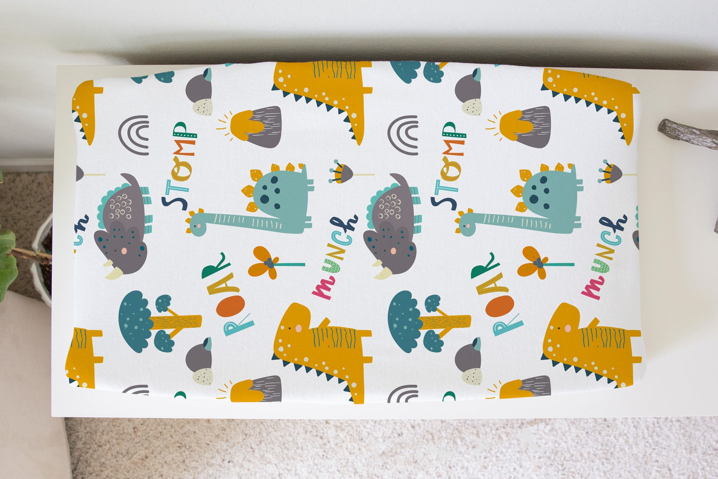 Dinosaur Changing Pad Cover for Baby Nursery Decor Honey Lemonade
