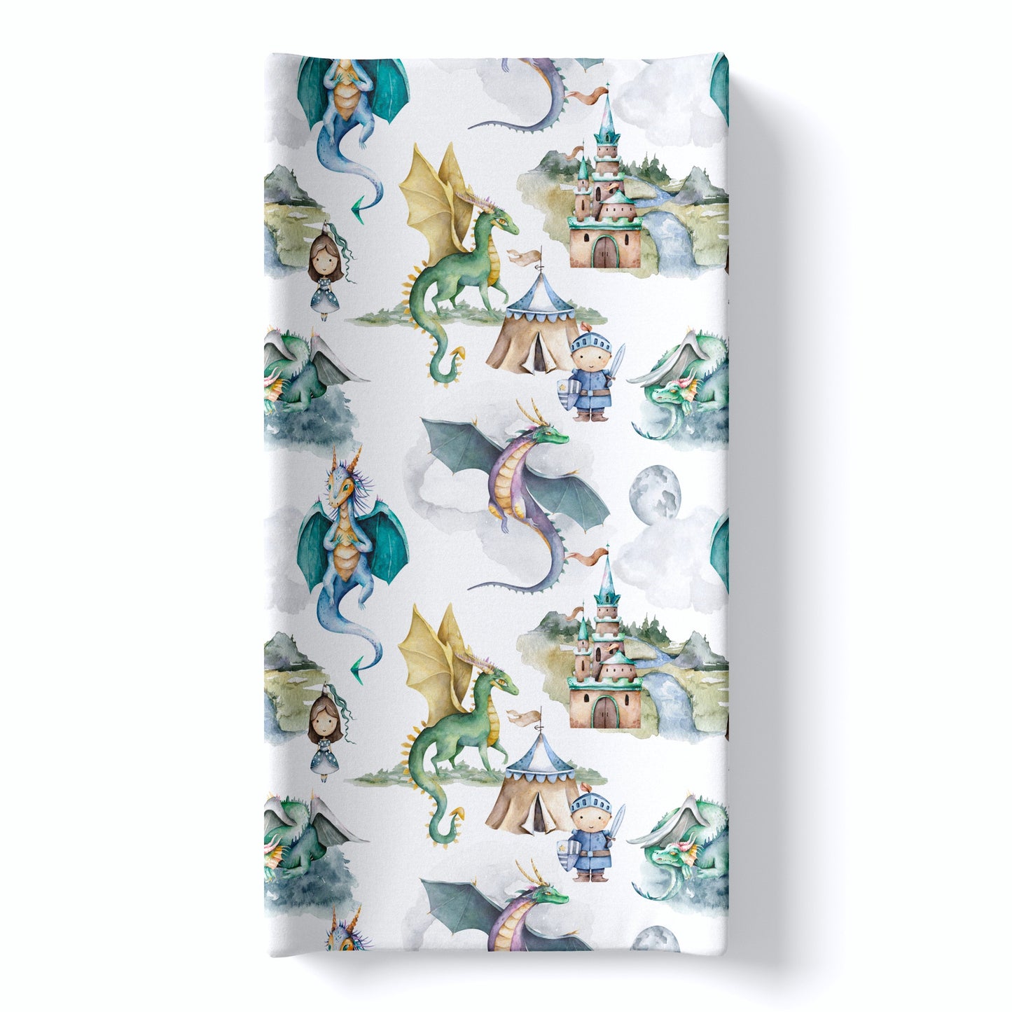 Dragons and Knights Changing Pad Cover for Baby Nursery Honey Lemonade