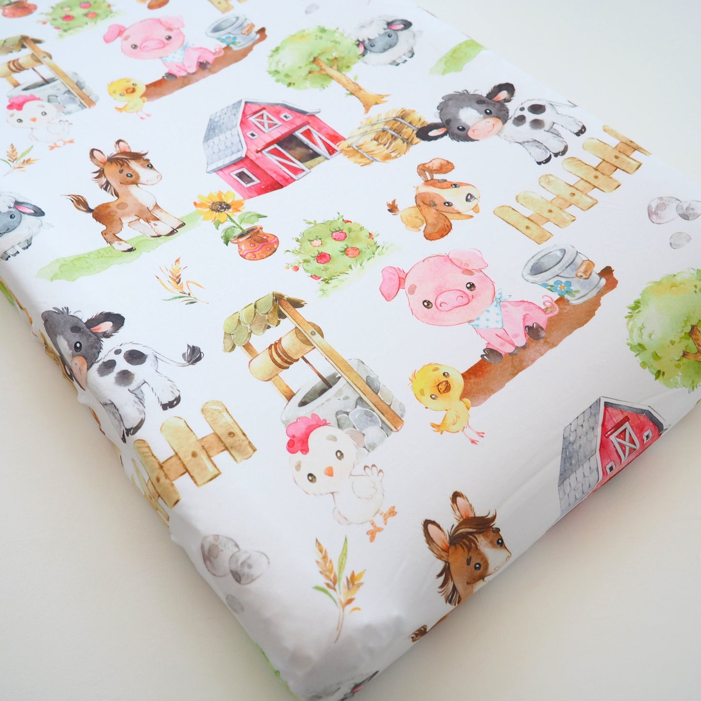 Farm Animals Changing Pad Cover Adorable Nursery Decor Honey Lemonade