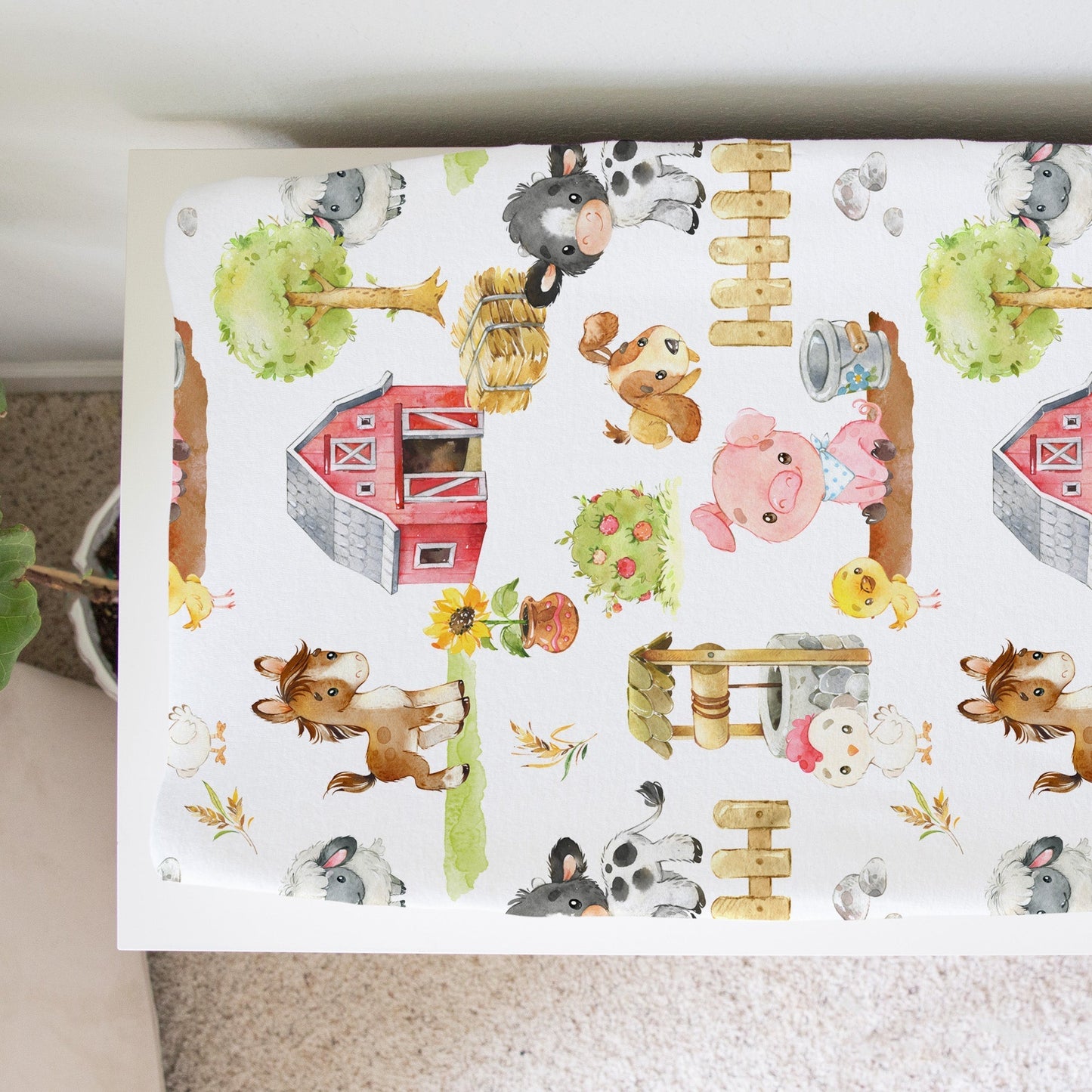 Farm Animals Changing Pad Cover Adorable Nursery Decor Honey Lemonade