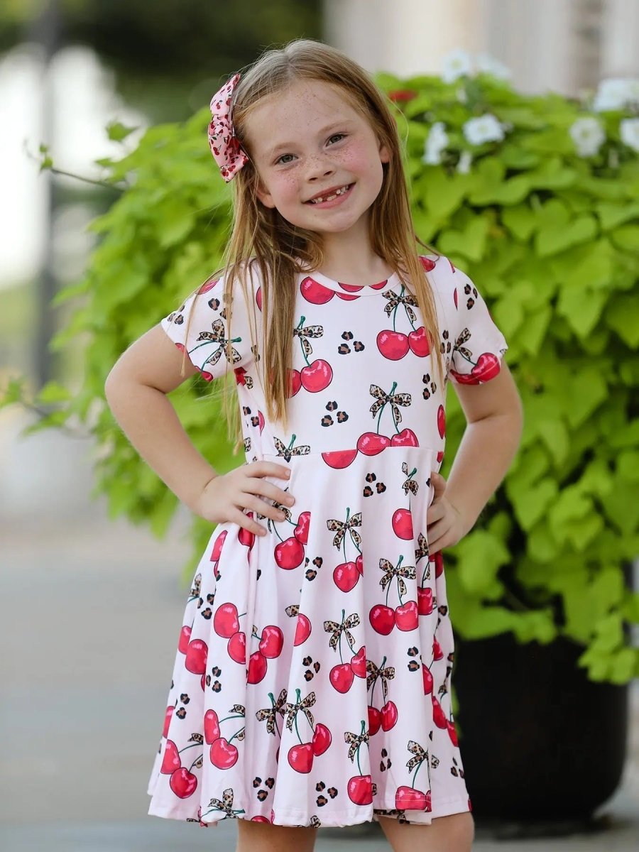 Rylee Faith Designs Cherry Milk Silk Girls Dress for Special Occasions and Everyday Wear - Everetts Place Boutique -