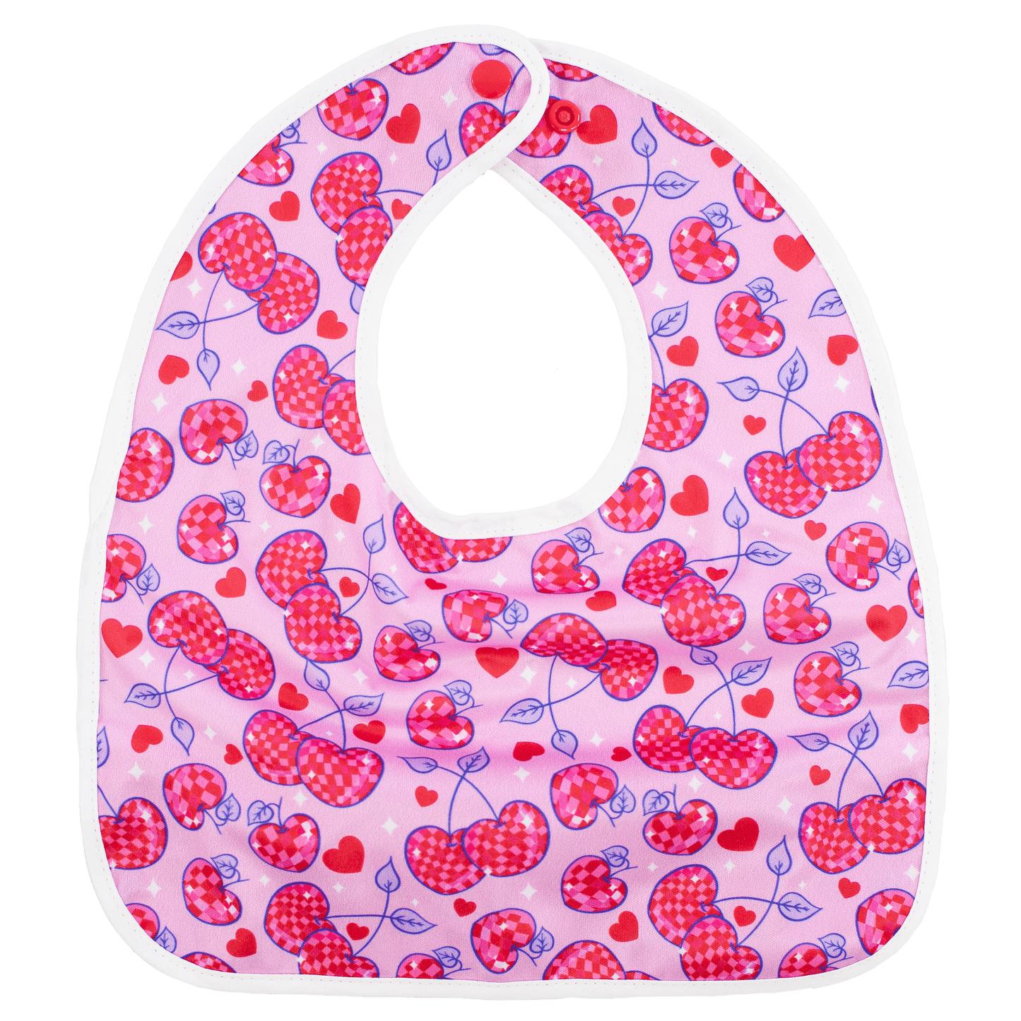 Cherrylicious Flip Bib With Pocket For Food And Drool Machine Washable Water Resistant Texas Tushies