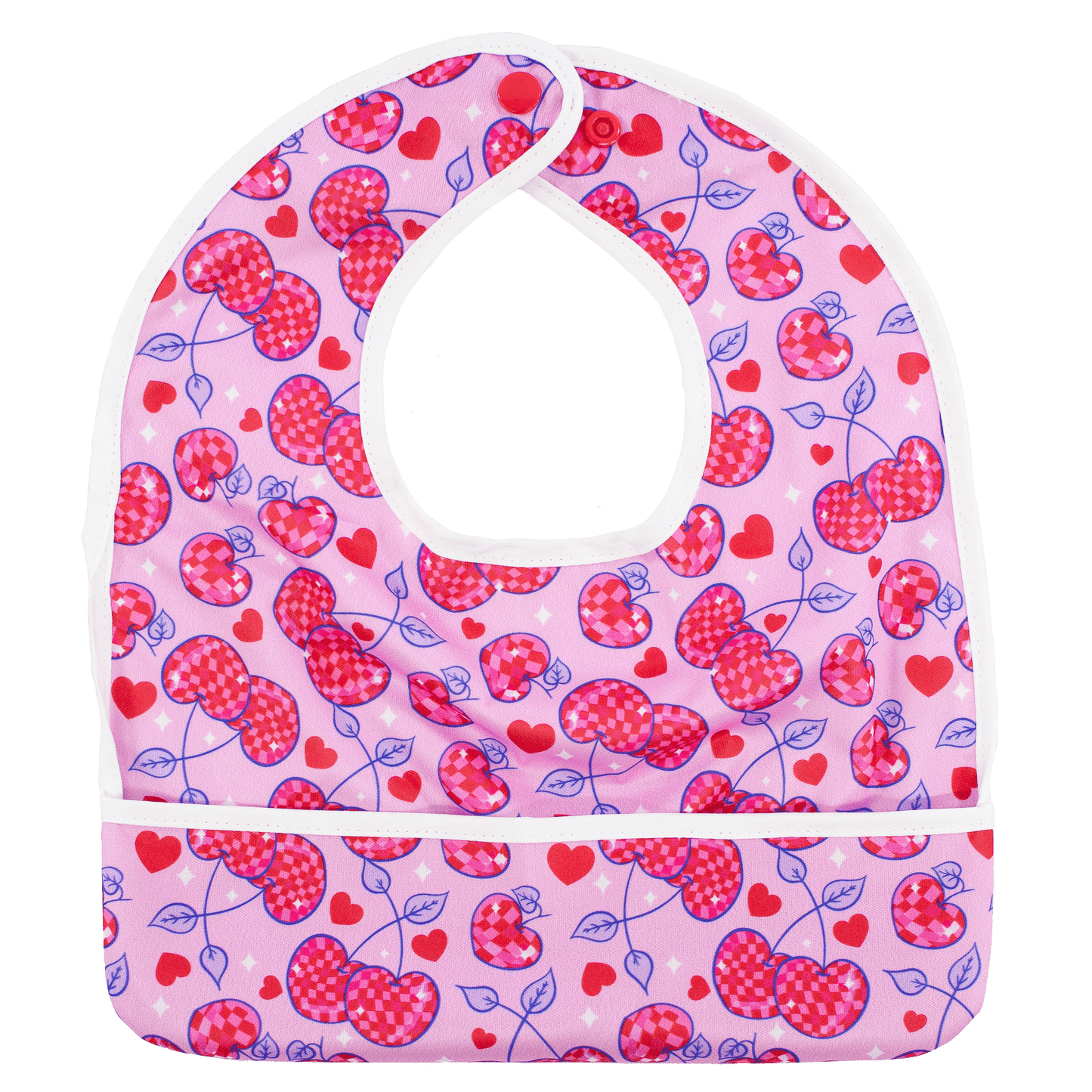 Cherrylicious Flip Bib With Pocket For Food And Drool Machine Washable Water Resistant Texas Tushies