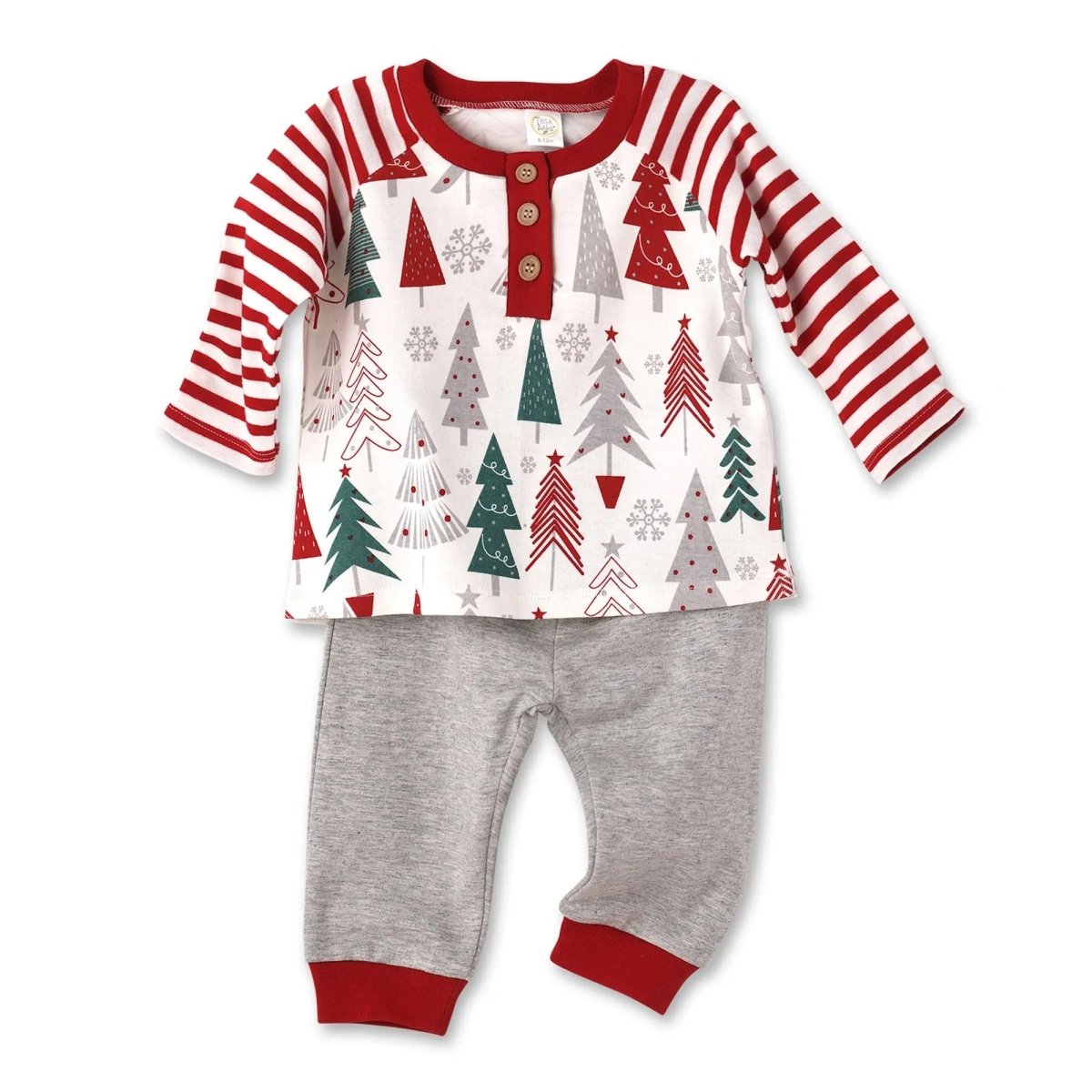 Tesa Babe Christmas Baby Toddler Boy Henley Top And Bottom Set - Everetts Place Boutique -