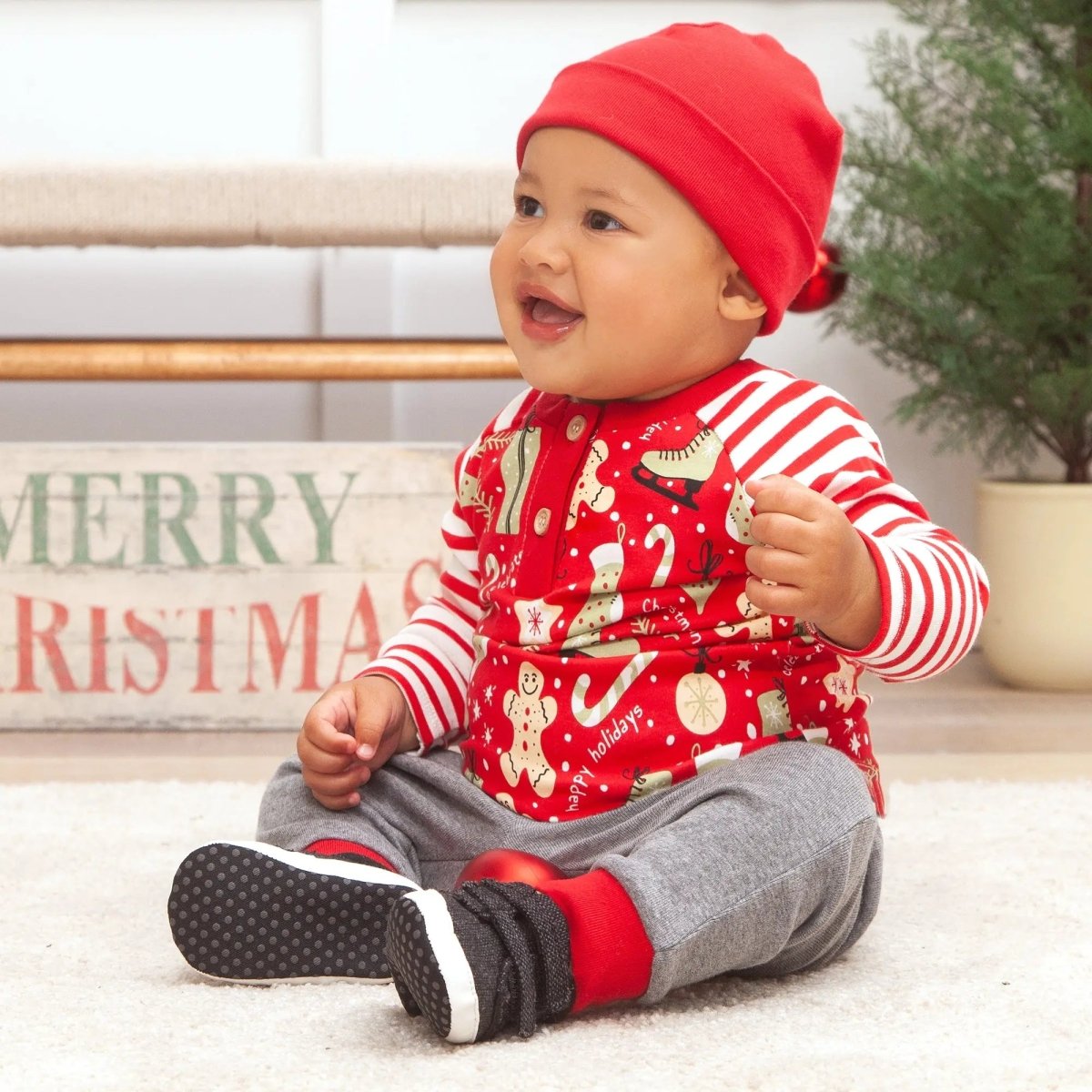 Tesa Babe Christmas Bamboo Cotton Boys Two Piece Holiday Set Kids - Everetts Place Boutique -