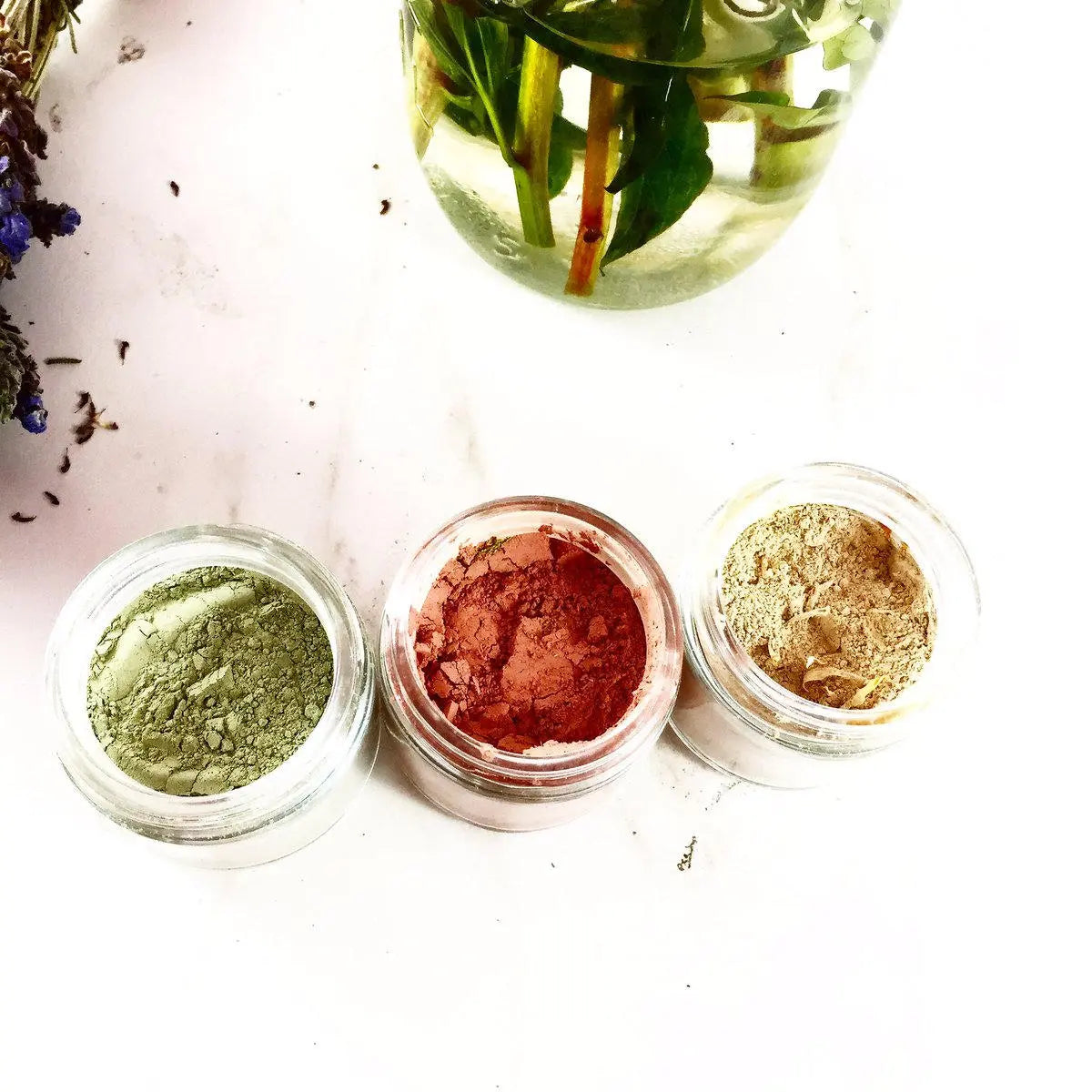 Clay Face Mask Trio Rose Clay French Green Clay Kaolin Clay Turmeric Kelp Calendula Butter Me Up Organics
