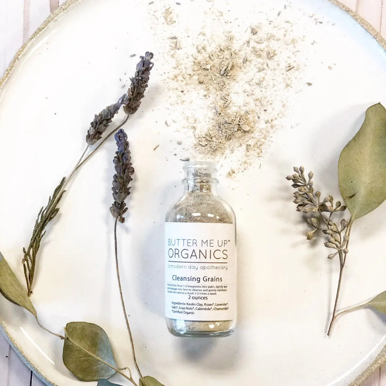 Cleansing Grains Organic Face Scrub Exfoliant for Gentle Facial Wash Butter Me Up Organics