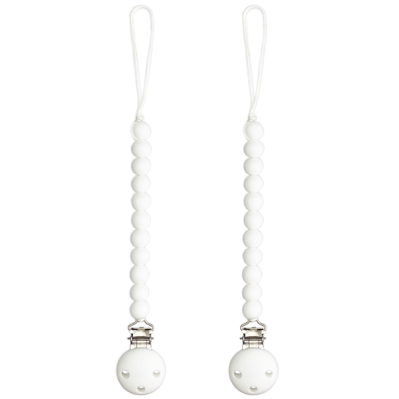 Comfy Cubs Silicone Pacifier Clips White 2 Pack Newborns Comfy Cubs Everetts Place: Online Boutique