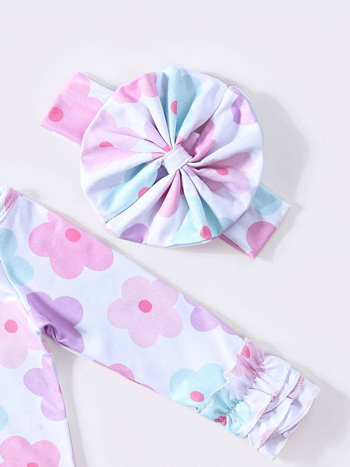 Clover Cottage Purple Daisy Baby Gown for Newborns with Matching Headband Clover Cottage