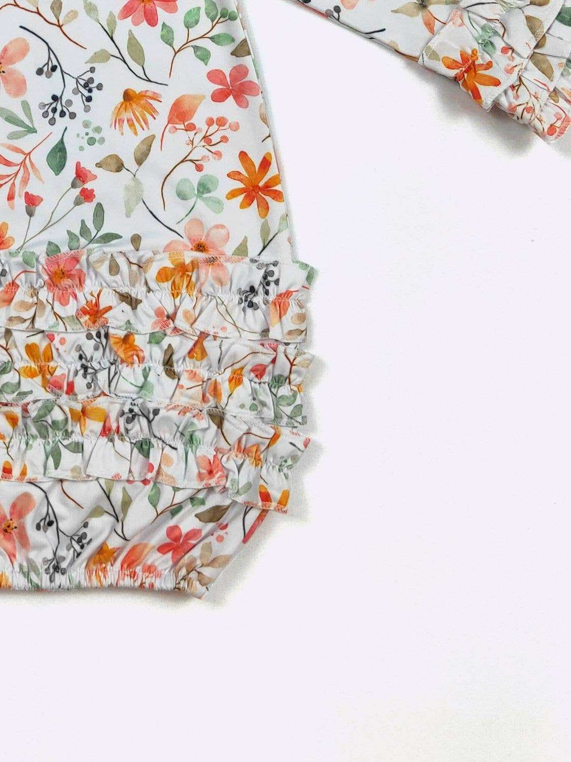 Clover Cottage Wild Flower Baby Gown for Infants with Matching Headband at Everetts Place Clover Cottage