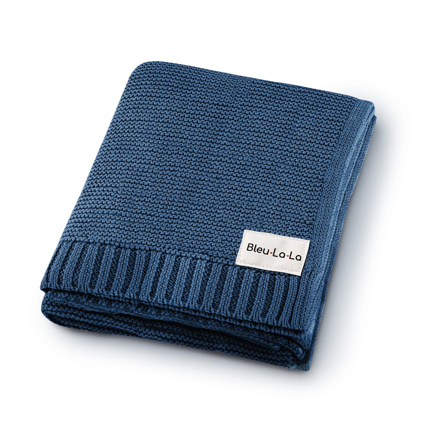 Heritage Knit 100 Percent Organic Cotton Luxury Knit Baby Swaddle Blanket Bleu La La