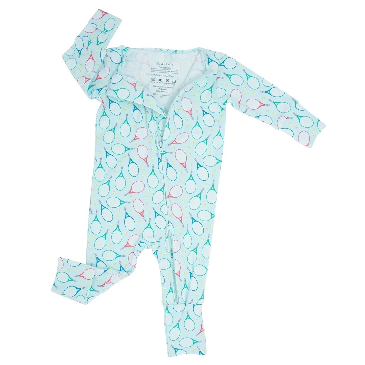 Convertible Baby Romper with Two Way Zip and Fold Over Cuffs Sweet Bamboo
