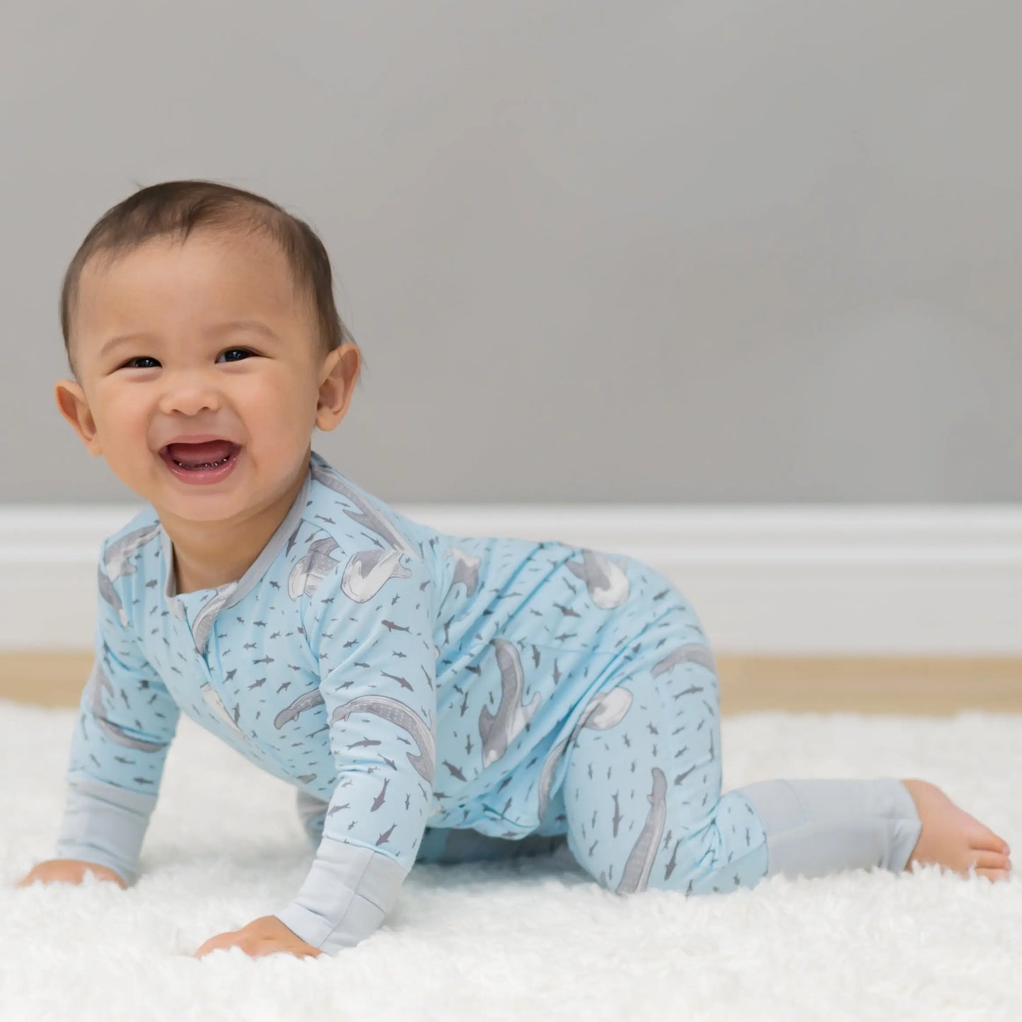 Convertible Baby Romper with Two Way Zip and Fold Over Legs Sweet Bamboo
