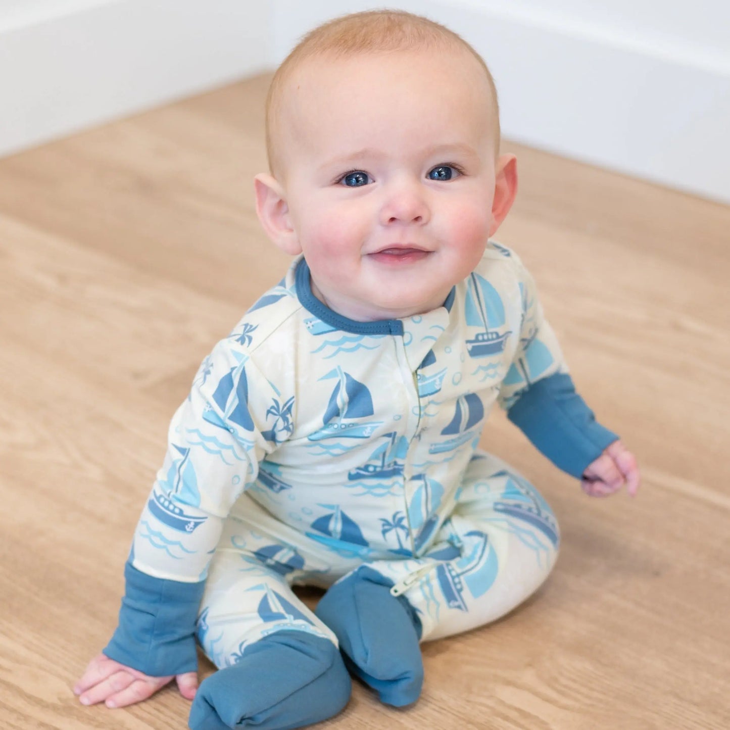 Convertible Baby Romper with Two Way Zip and Fold Over Legs Sweet Bamboo