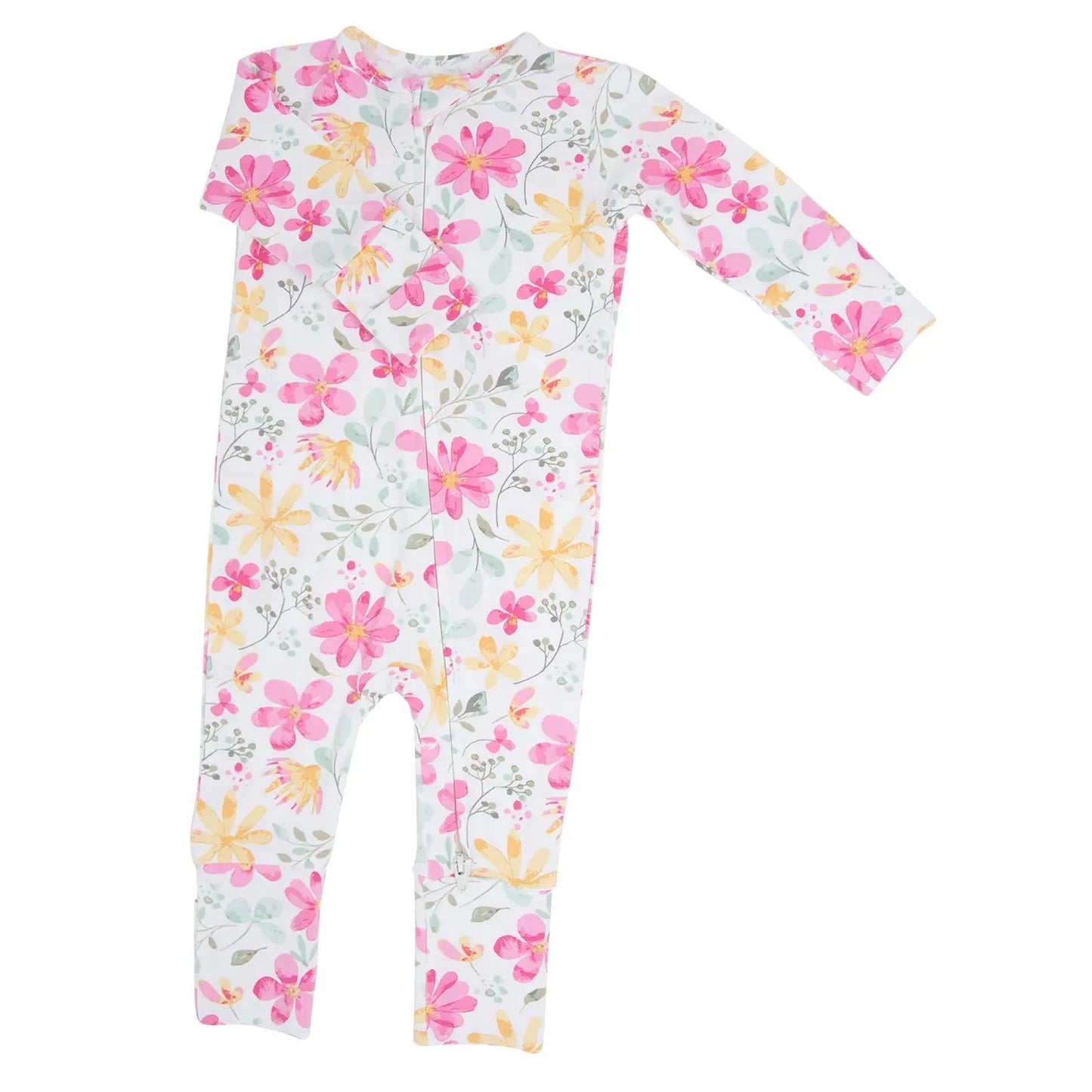 Convertible Baby Romper with Two Way Zip and Fold Over Legs Sweet Bamboo
