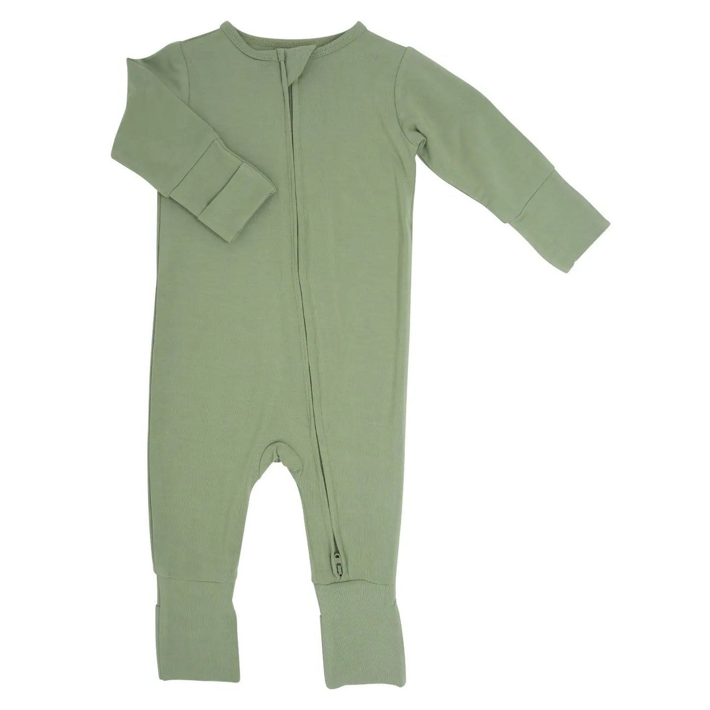 Convertible Baby Romper With Two Way Zip And Fold Over Cuffs Sweet Bamboo
