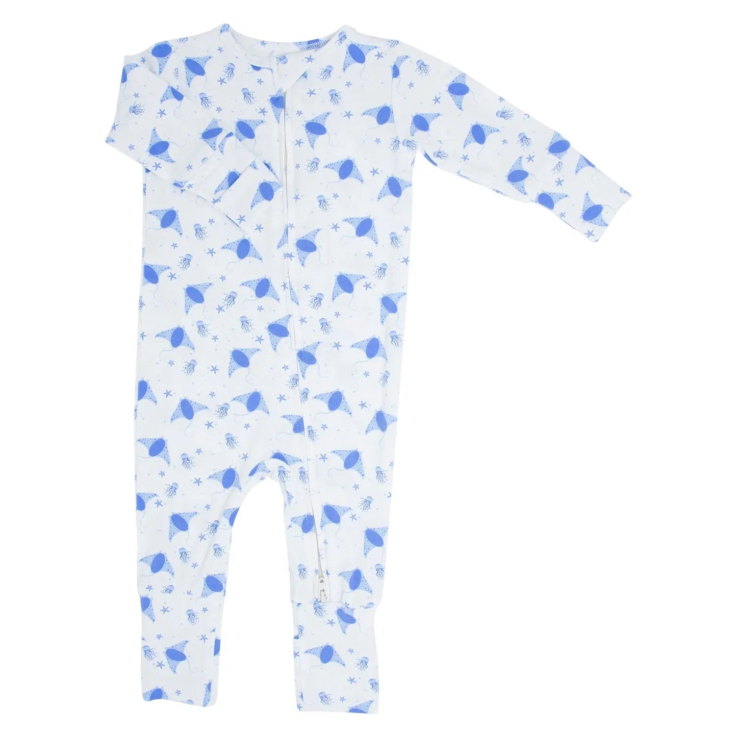 Convertible Baby Romper With Two Way Zip And Fold Over Legs Sweet Bamboo