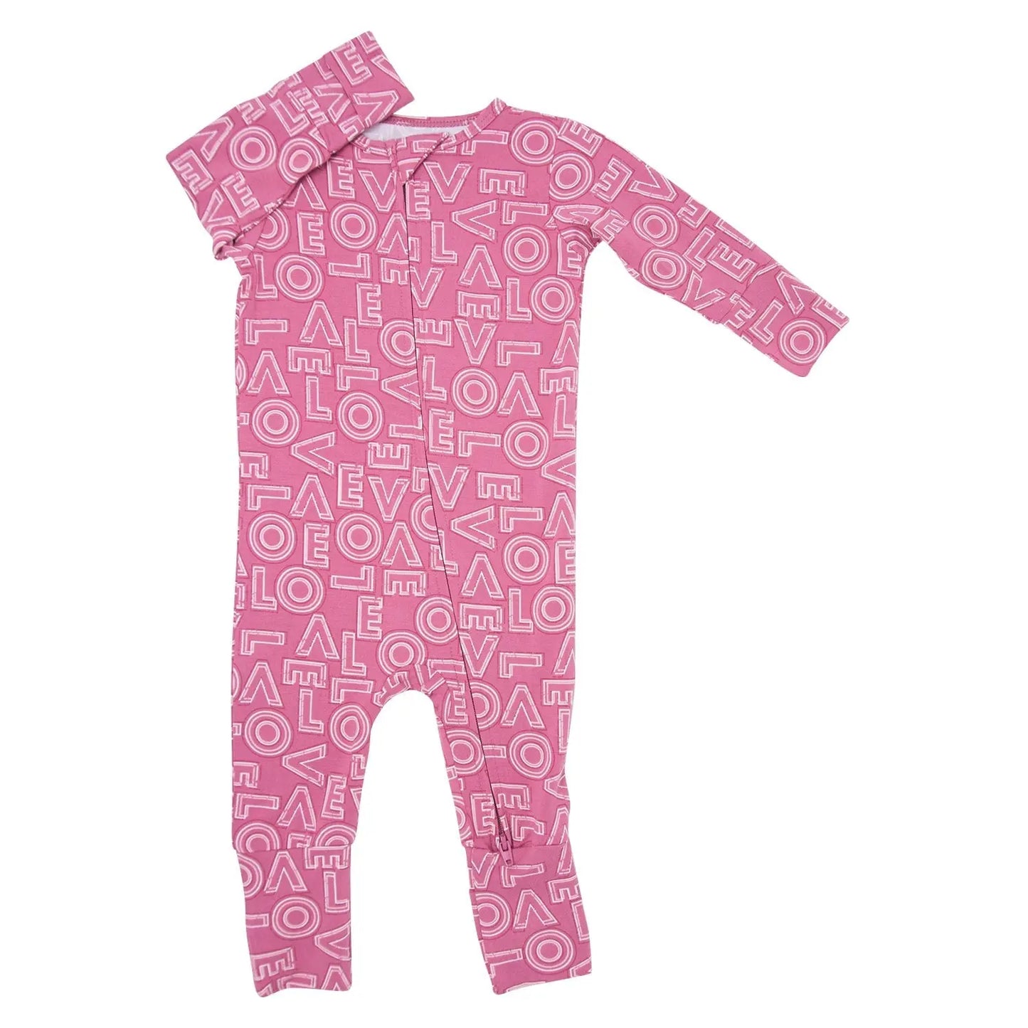 Convertible Baby Romper with 2 Way Zip and Fold Over Legs and Cuffs Sweet Bamboo