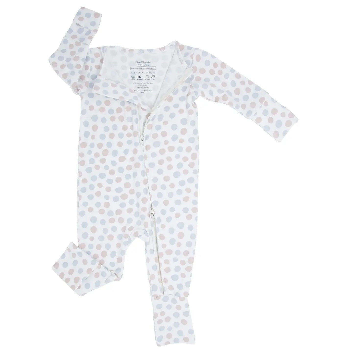 Convertible Baby Romper with Two Way Zip and Fold Over Legs Sweet Bamboo