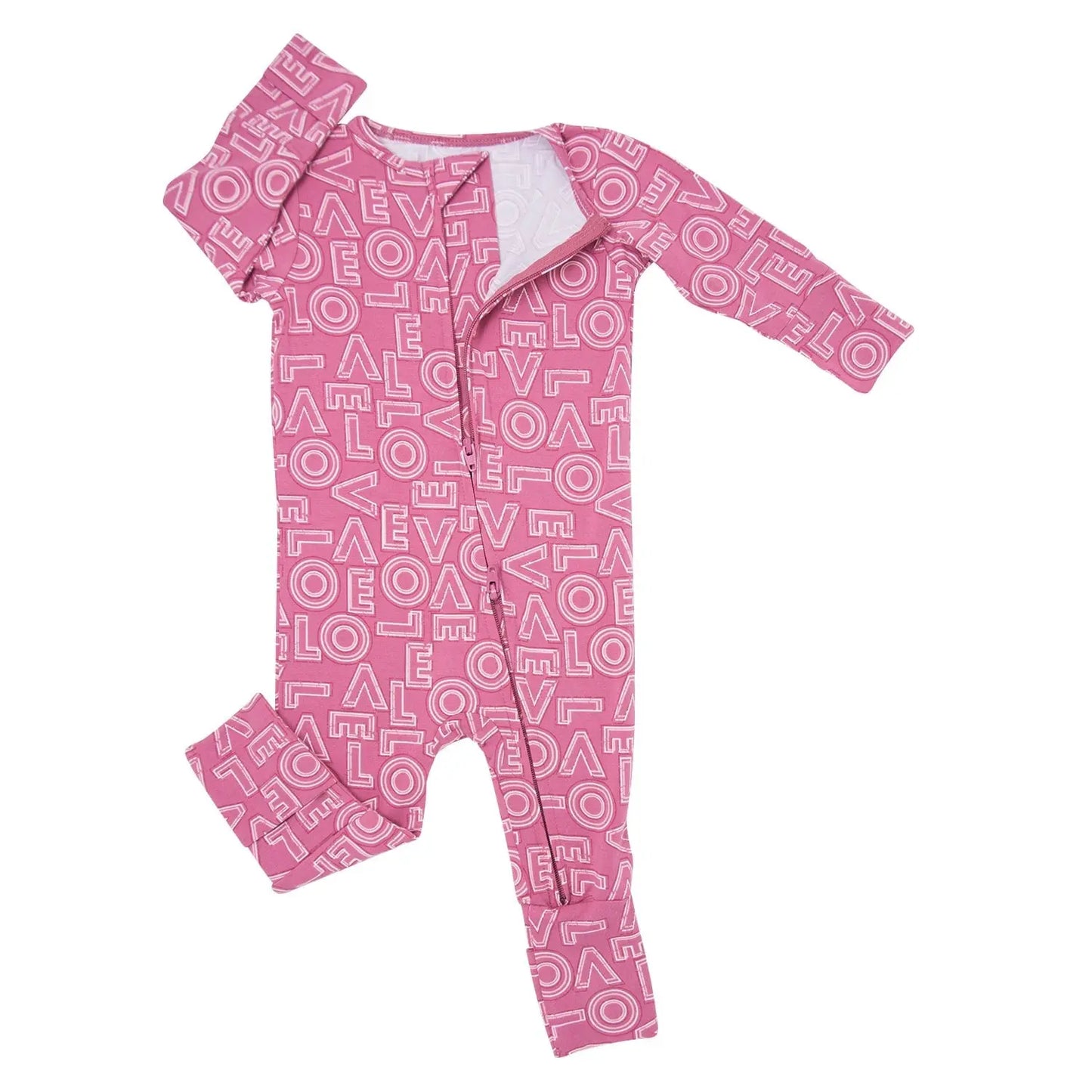 Convertible Baby Romper with 2 Way Zip and Fold Over Legs and Cuffs Sweet Bamboo