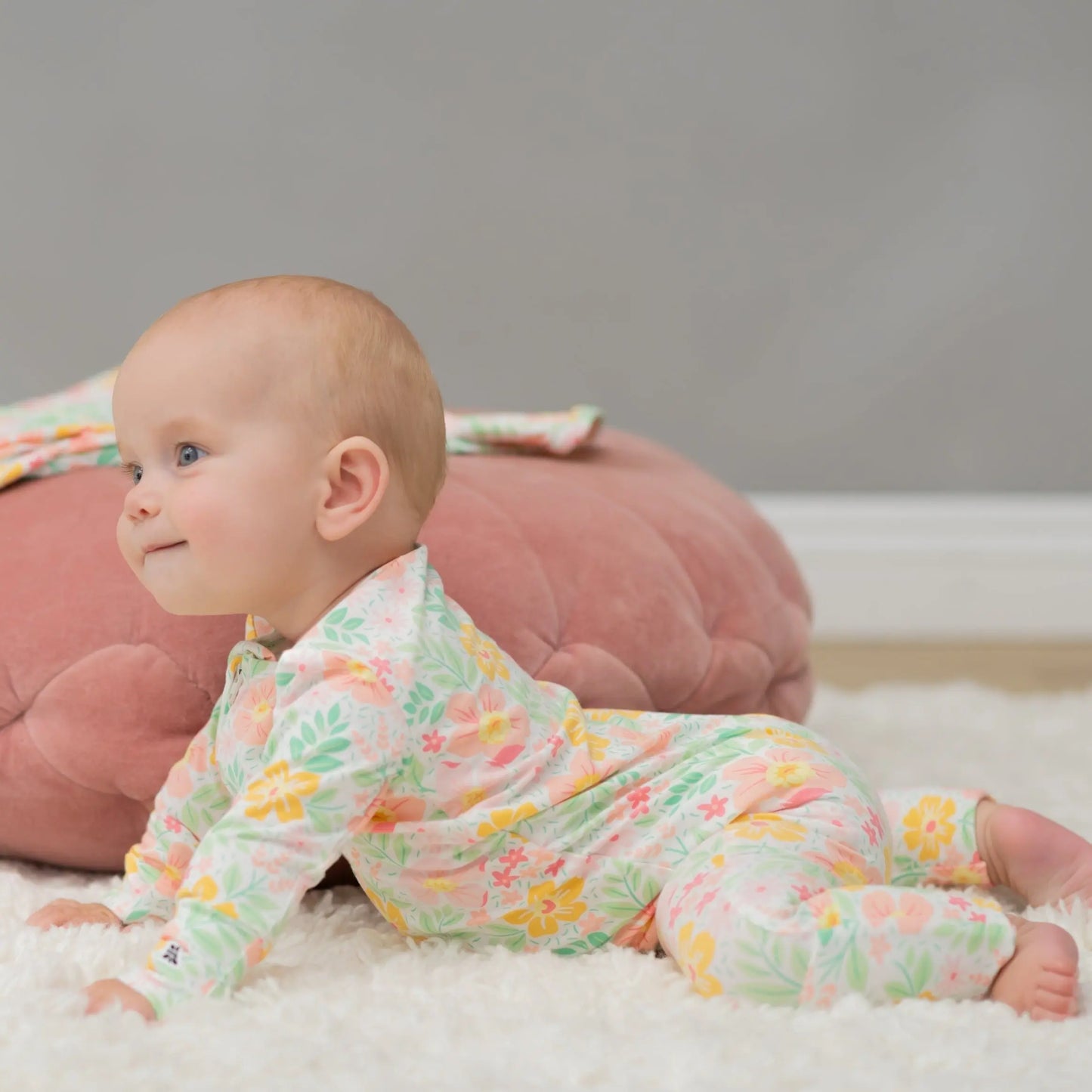 Convertible Baby Romper With Two Way Zip And Fold Over Legs Sweet Bamboo