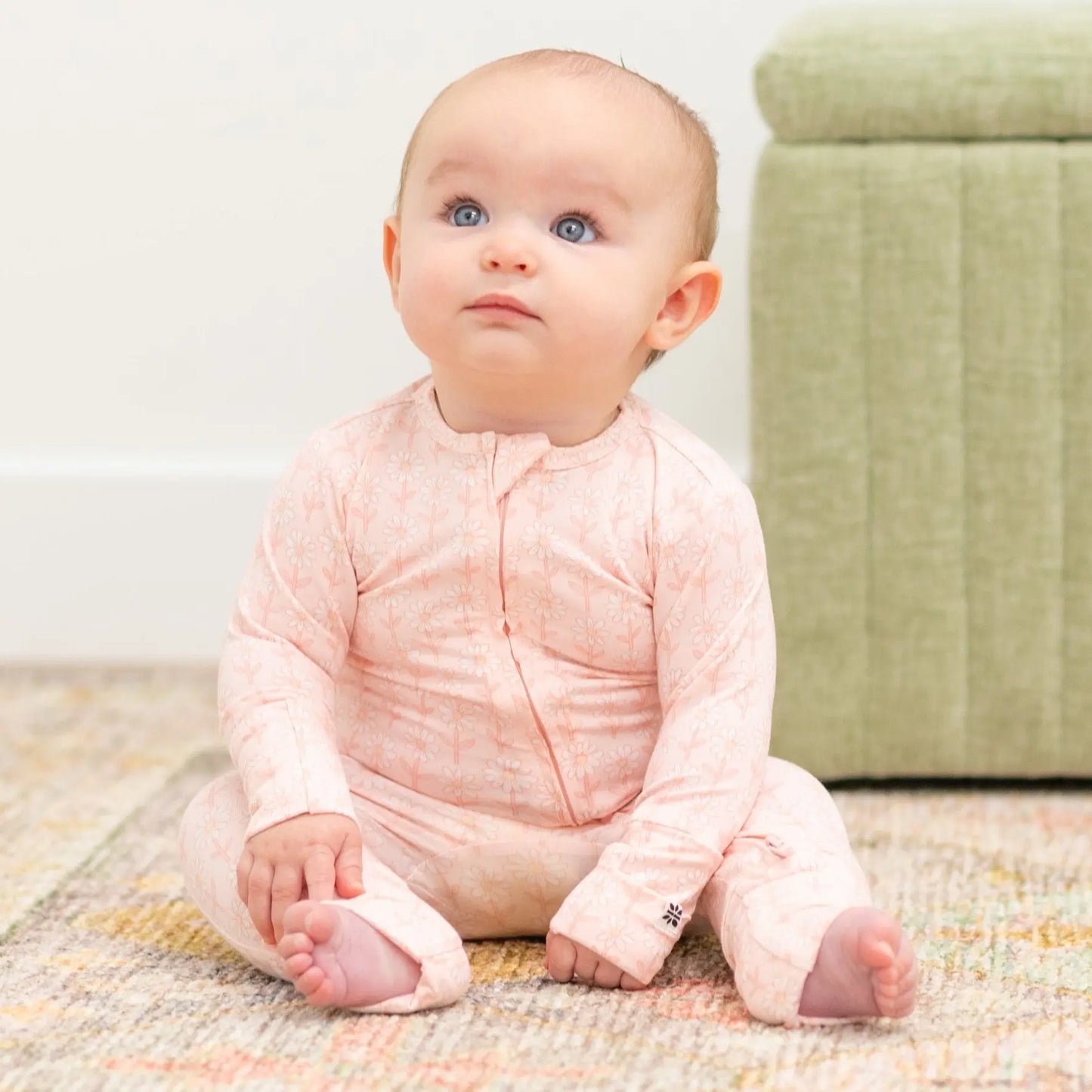 Convertible Baby Romper with Two Way Zip and Fold Over Cuffs Sweet Bamboo
