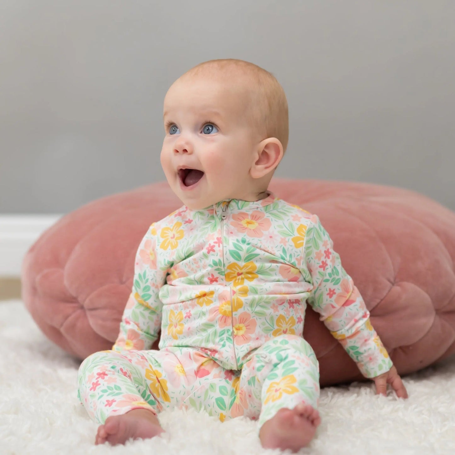 Convertible Baby Romper With Two Way Zip And Fold Over Legs Sweet Bamboo