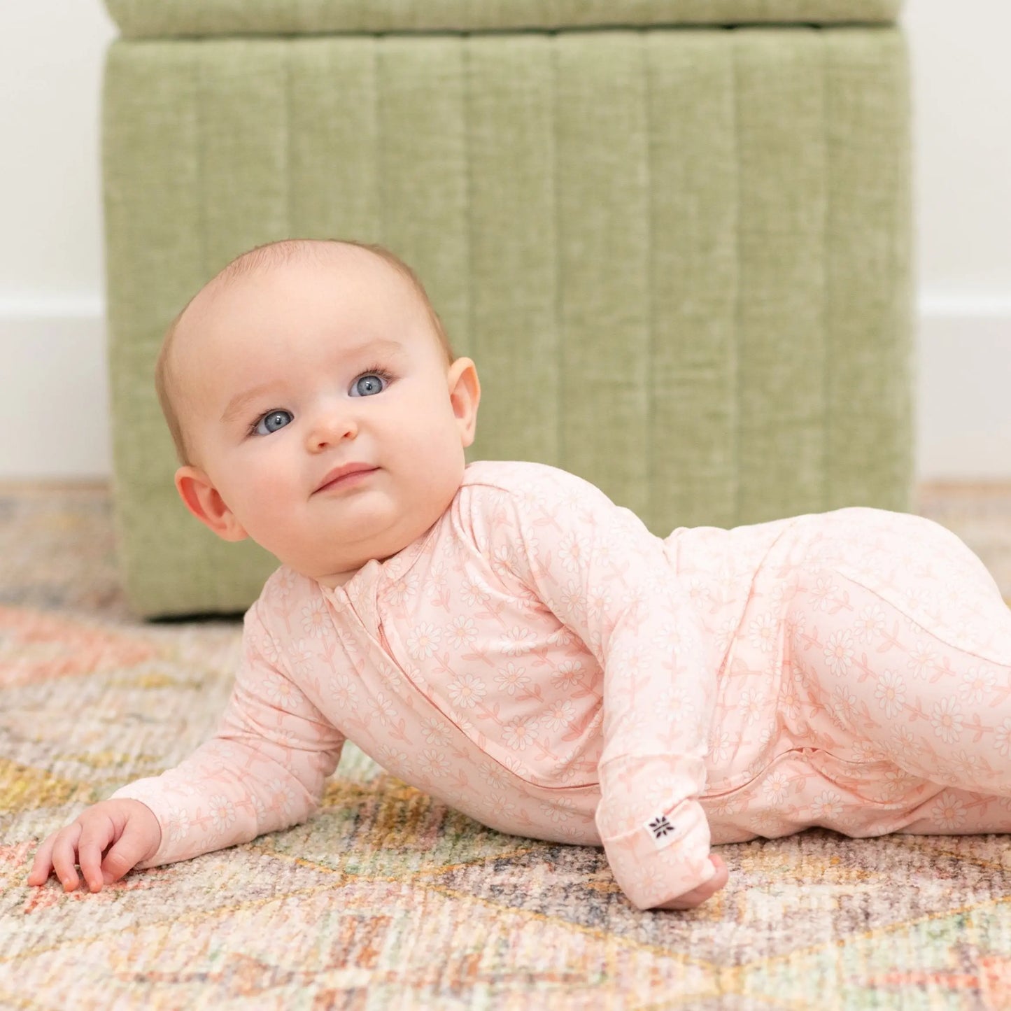 Convertible Baby Romper with Two Way Zip and Fold Over Cuffs Sweet Bamboo