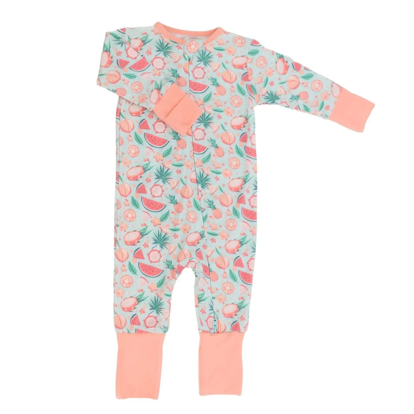 Convertible Baby Romper with Two Way Zip and Fold Over Legs Sweet Bamboo