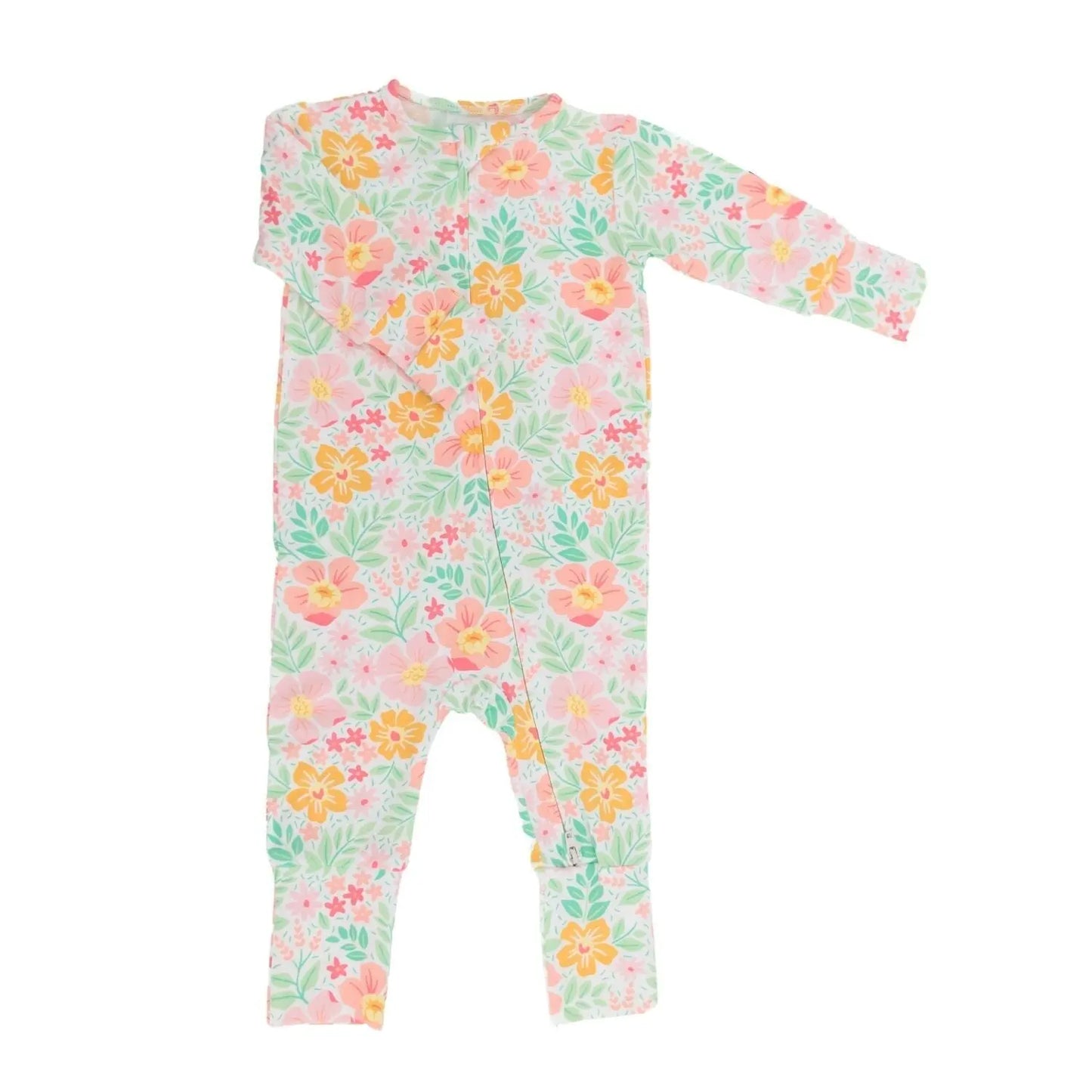 Convertible Baby Romper With Two Way Zip And Fold Over Legs Sweet Bamboo