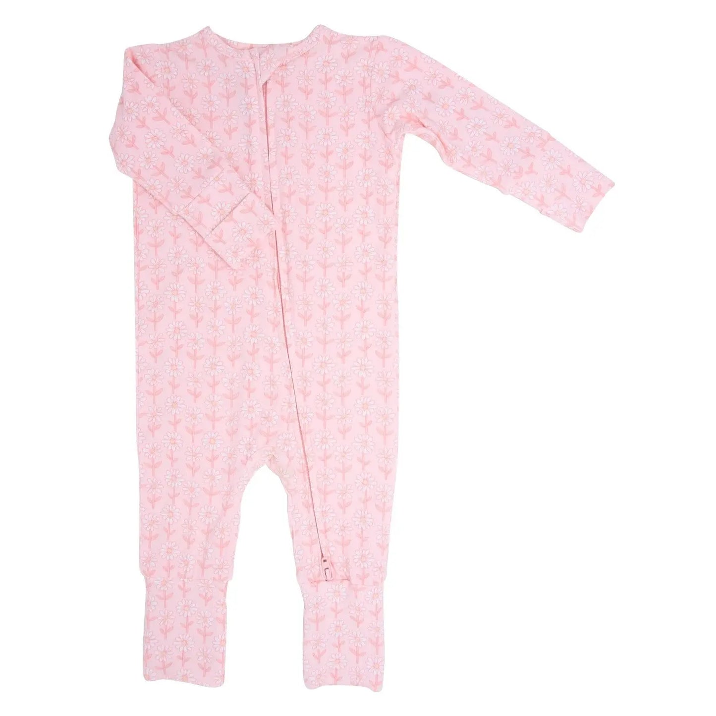 Convertible Baby Romper with Two Way Zip and Fold Over Cuffs Sweet Bamboo