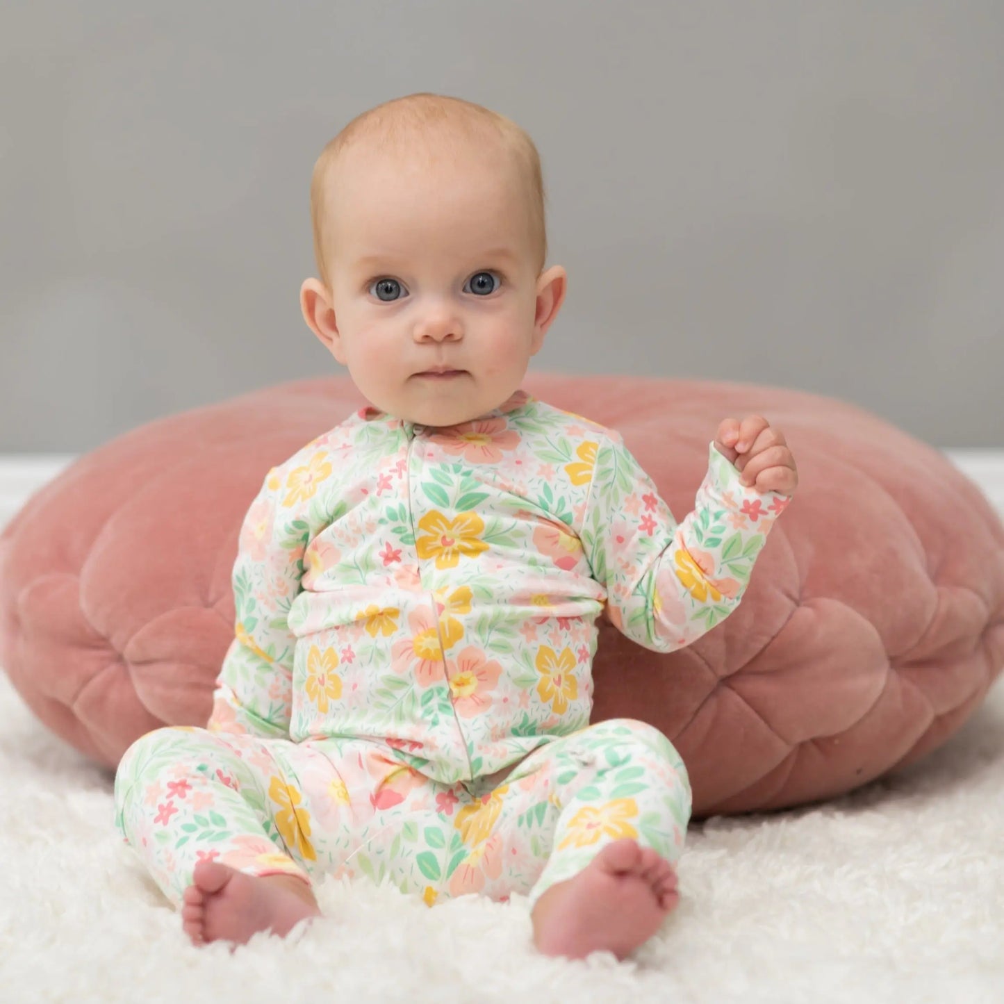 Convertible Baby Romper With Two Way Zip And Fold Over Legs Sweet Bamboo