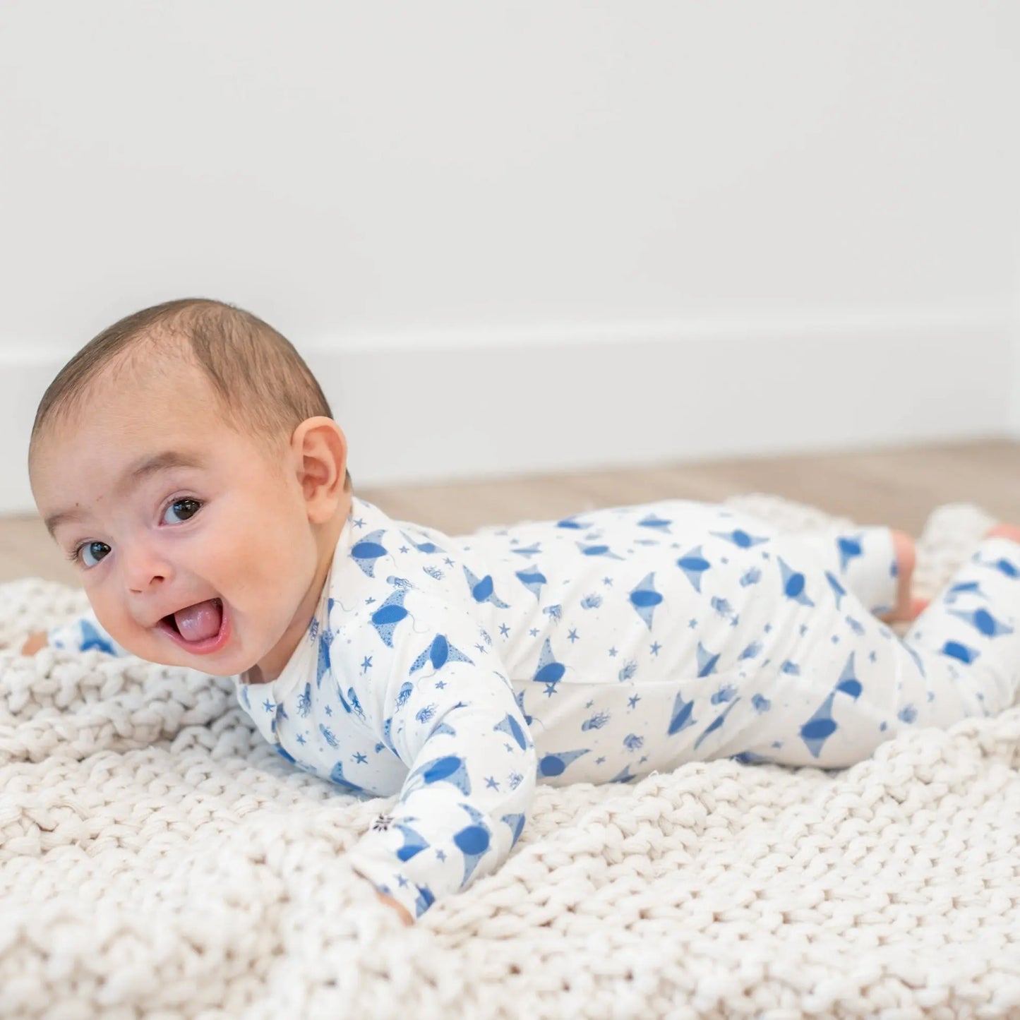 Convertible Baby Romper With Two Way Zip And Fold Over Legs Sweet Bamboo