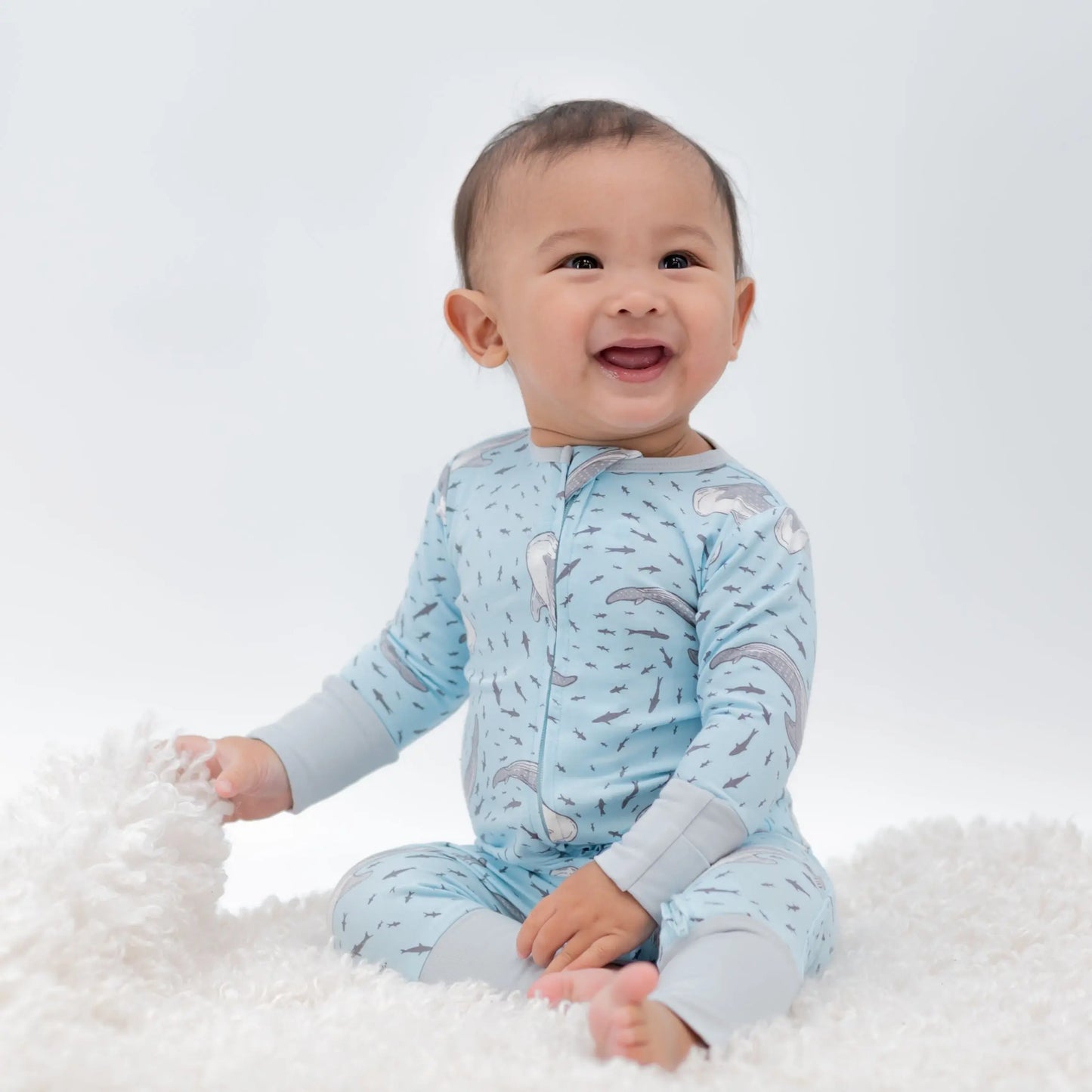 Convertible Baby Romper with Two Way Zip and Fold Over Legs Sweet Bamboo