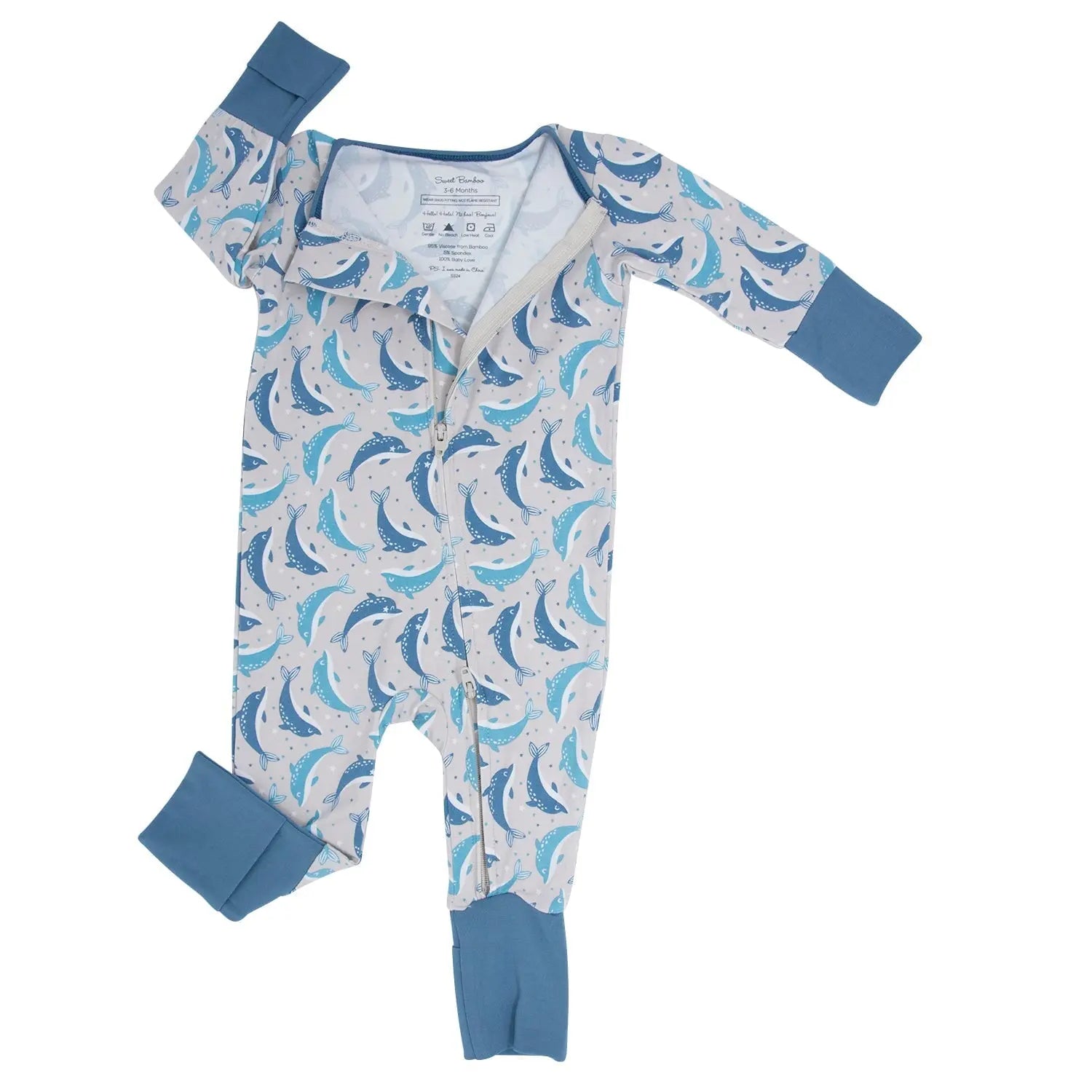 Sweet Bamboo Convertible Baby Romper with Two Way Zip and Fold Over Legs for Easy Dressing - Rompers