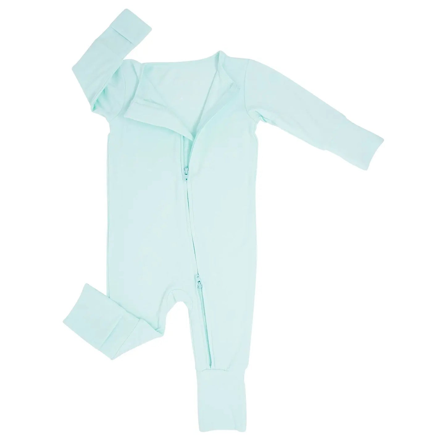Convertible Baby Romper with Two Way Zip and Fold Over Legs Sweet Bamboo