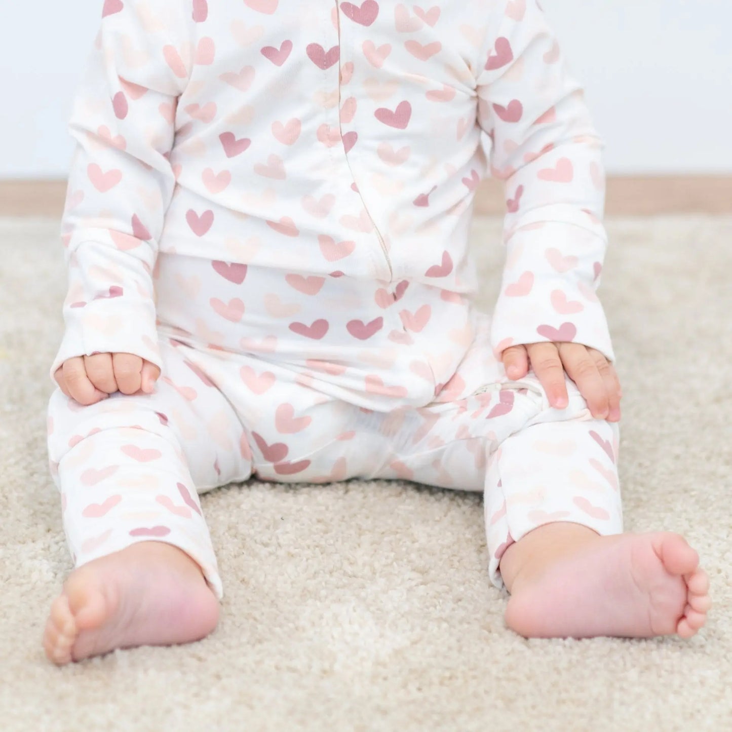 Convertible Baby Romper with Two Way Zip and Fold Over Legs Sweet Bamboo