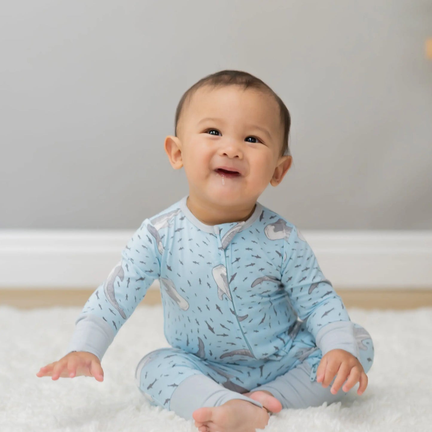 Convertible Baby Romper with Two Way Zip and Fold Over Legs Sweet Bamboo