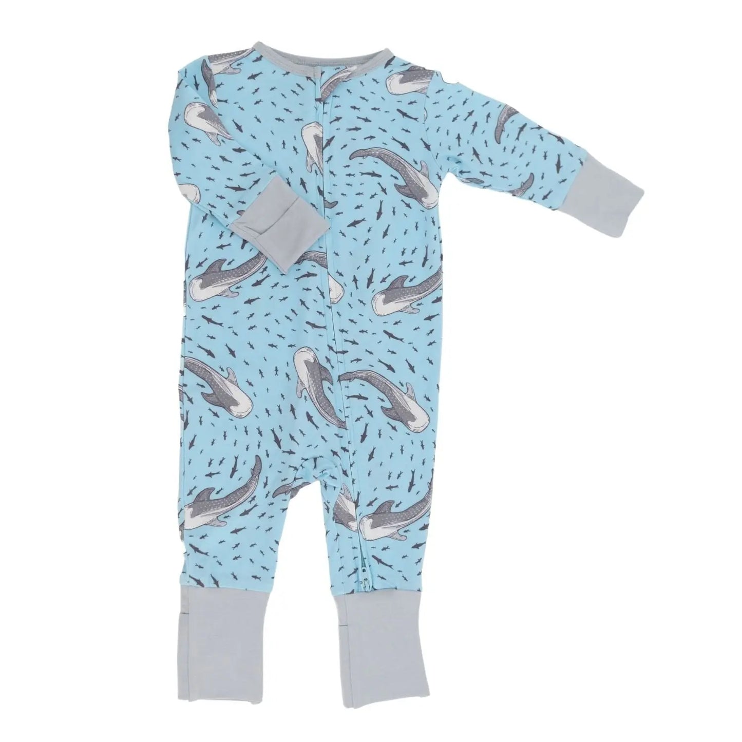Convertible Baby Romper with Two Way Zip and Fold Over Legs Sweet Bamboo
