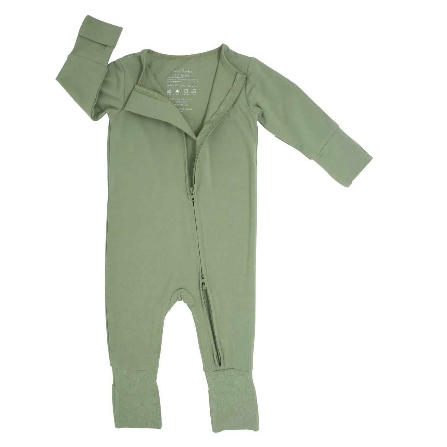 Convertible Baby Romper With Two Way Zip And Fold Over Cuffs Sweet Bamboo