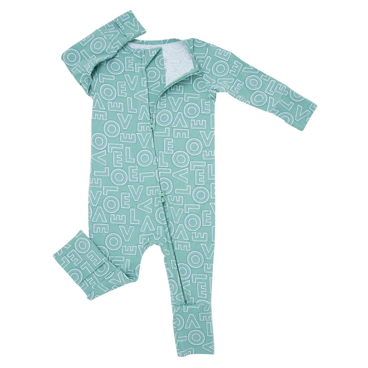 Convertible Baby Romper With Two Way Zip And Fold Over Legs Sweet Bamboo