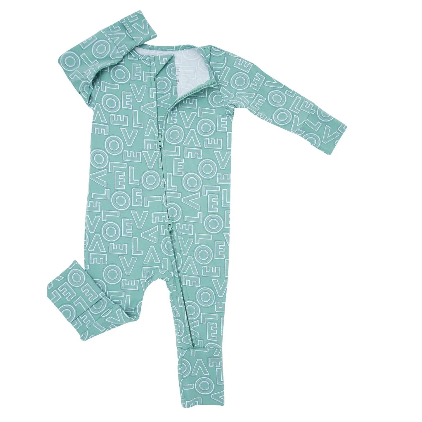 Convertible Baby Romper With Two Way Zip And Fold Over Legs Sweet Bamboo